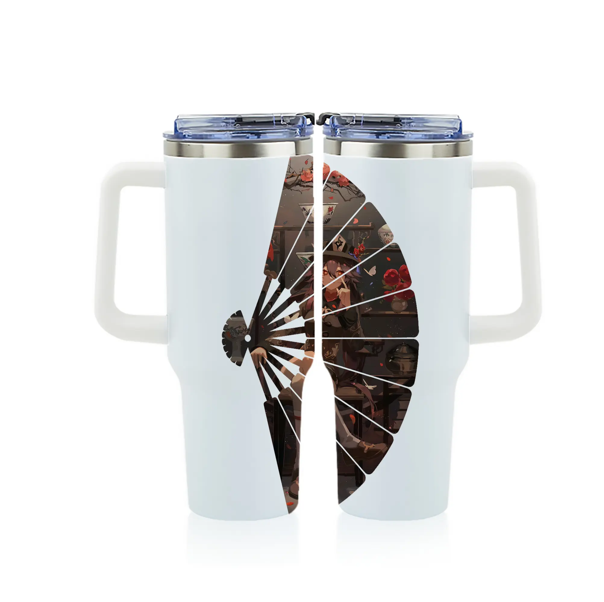 原 神 グッズ フータオ - 1200mL フルプリント車用タンブラー ・ 304ステンレス 内側 ・ 201ステンレス 外側 ・ 保温 保冷 ・ 通勤 ドライブ アウトドア用