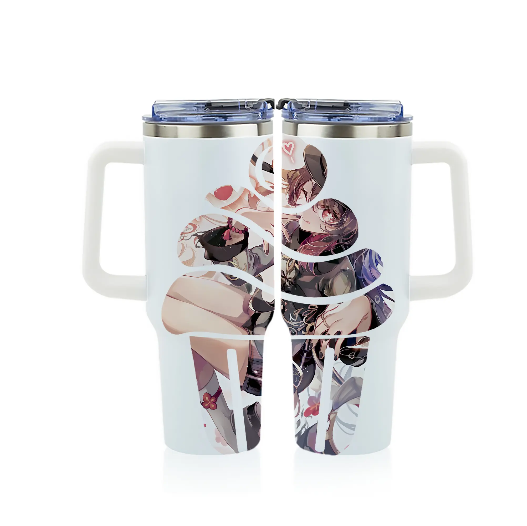 原 神 グッズ フータオ - 1200mL フルプリント車用タンブラー ・ 304ステンレス 内側 ・ 201ステンレス 外側 ・ 保温 保冷 ・ 通勤 ドライブ アウトドア用