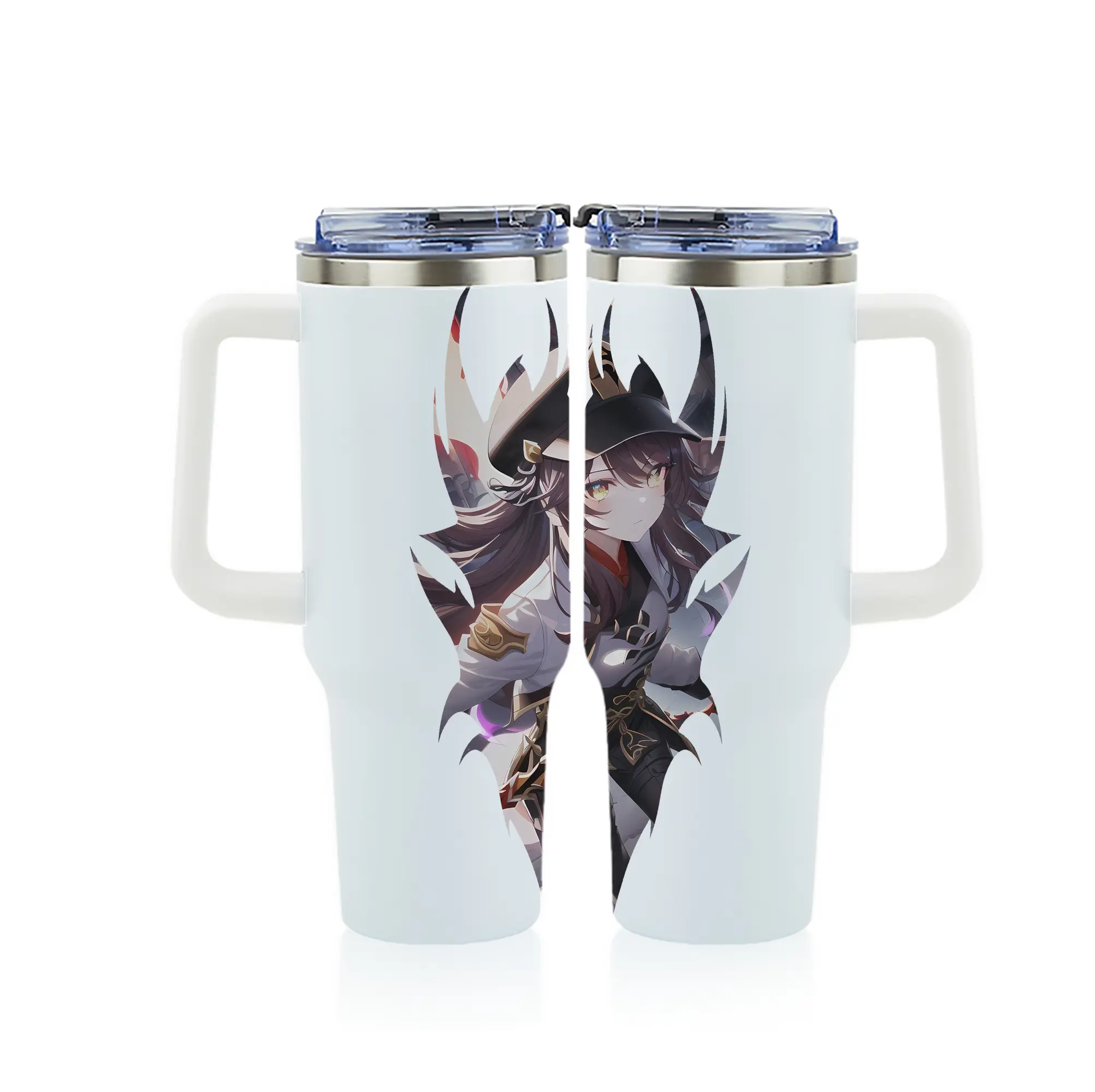 原 神 グッズ フータオ - 1200mL フルプリント車用タンブラー ・ 304ステンレス 内側 ・ 201ステンレス 外側 ・ 保温 保冷 ・ 通勤 ドライブ アウトドア用