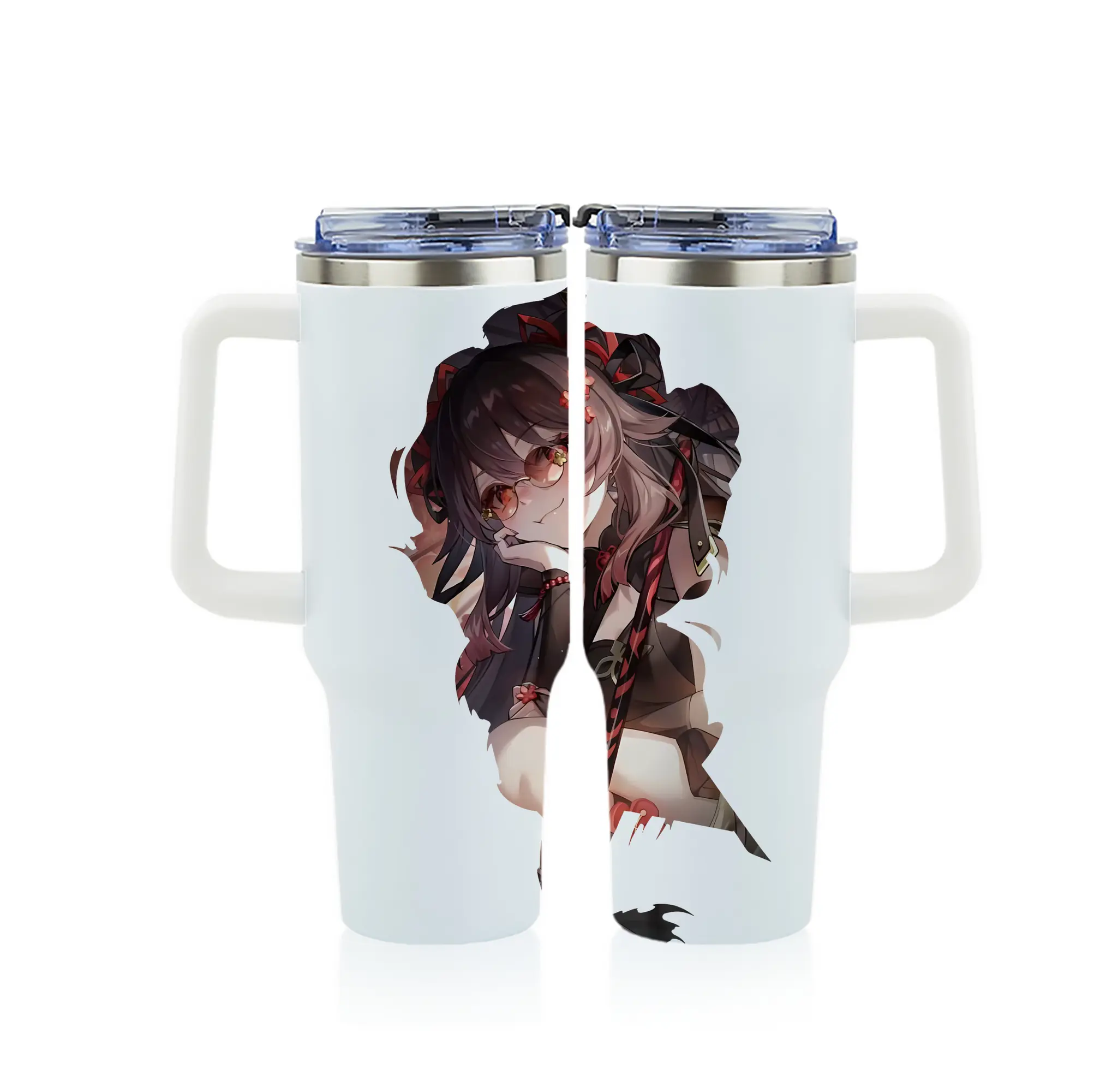 原 神 グッズ フータオ - 1200mL フルプリント車用タンブラー ・ 304ステンレス 内側 ・ 201ステンレス 外側 ・ 保温 保冷 ・ 通勤 ドライブ アウトドア用