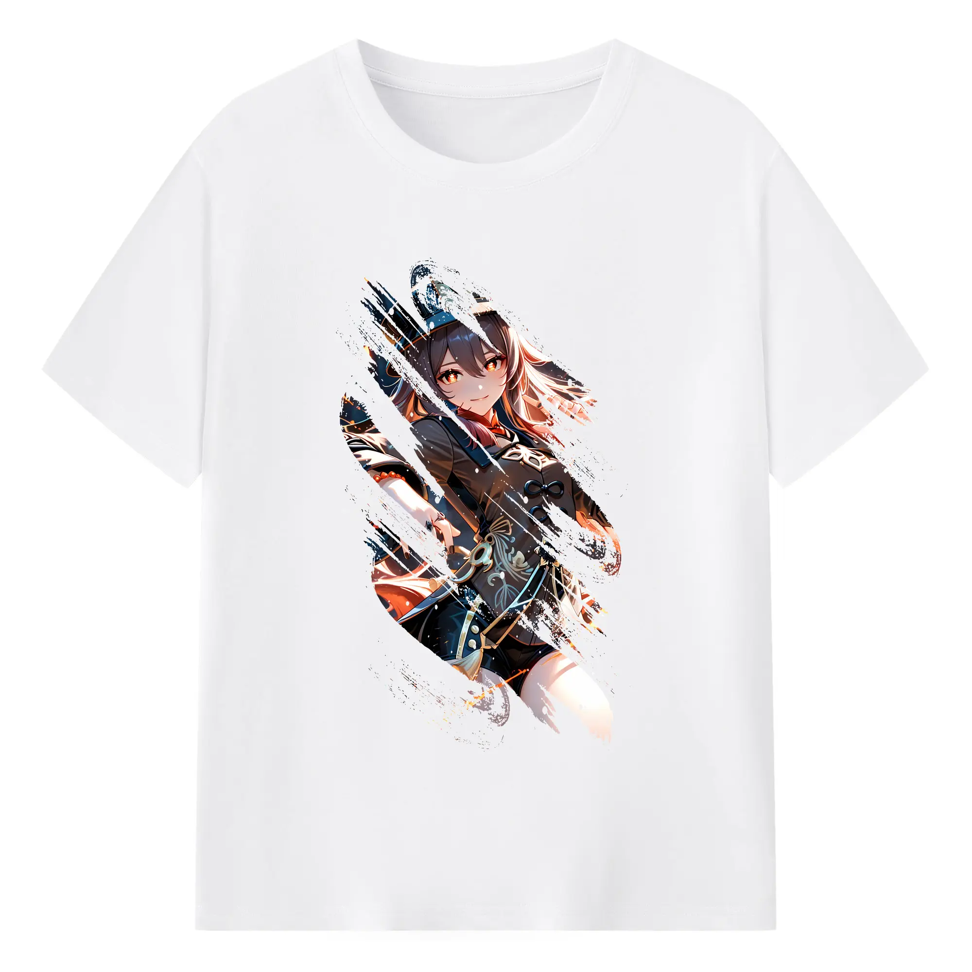 原 神 グッズ フータオ - 綿100％ 半袖Tシャツ ・ フロントプリント ・ 快適 通気性 ・ 日常使い 散歩 スポーツ用