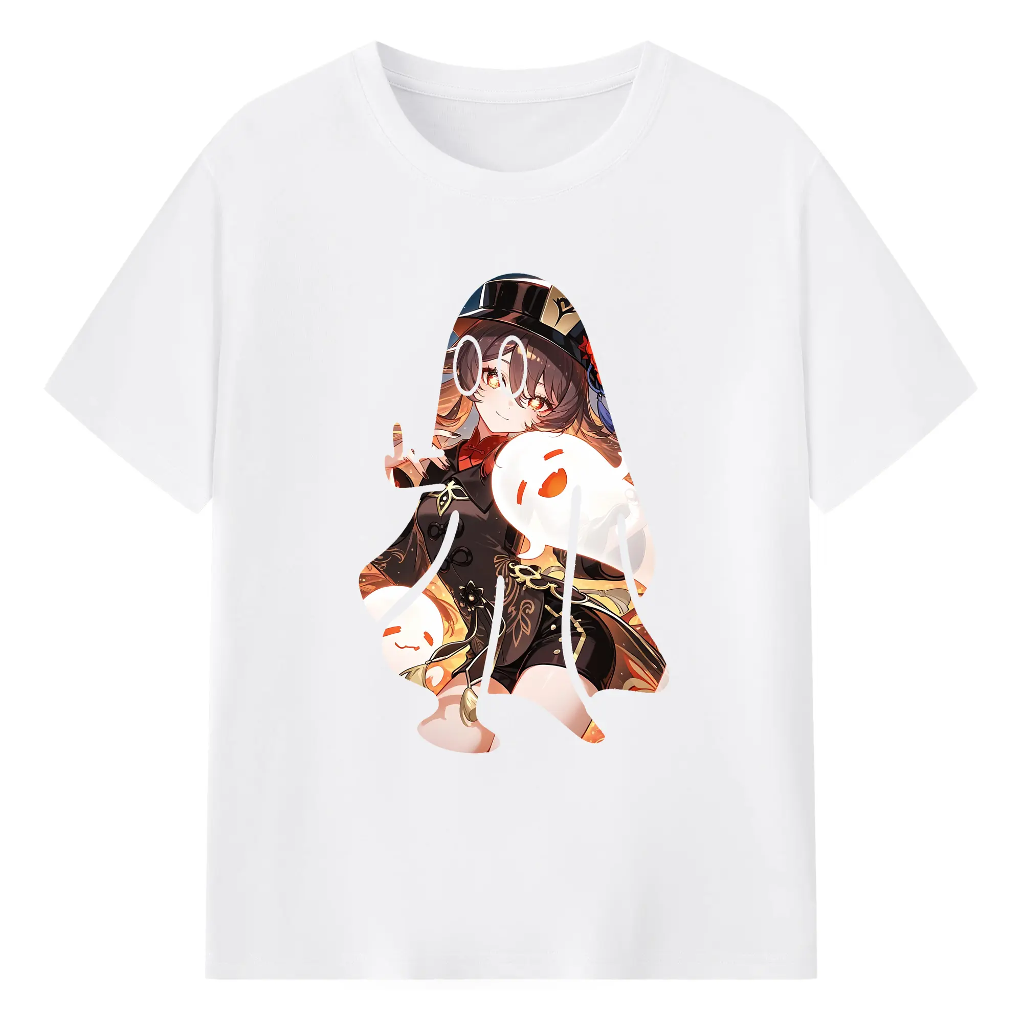 原 神 グッズ フータオ - 綿100％ 半袖Tシャツ ・ フロントプリント ・ 快適 通気性 ・ 日常使い 散歩 スポーツ用