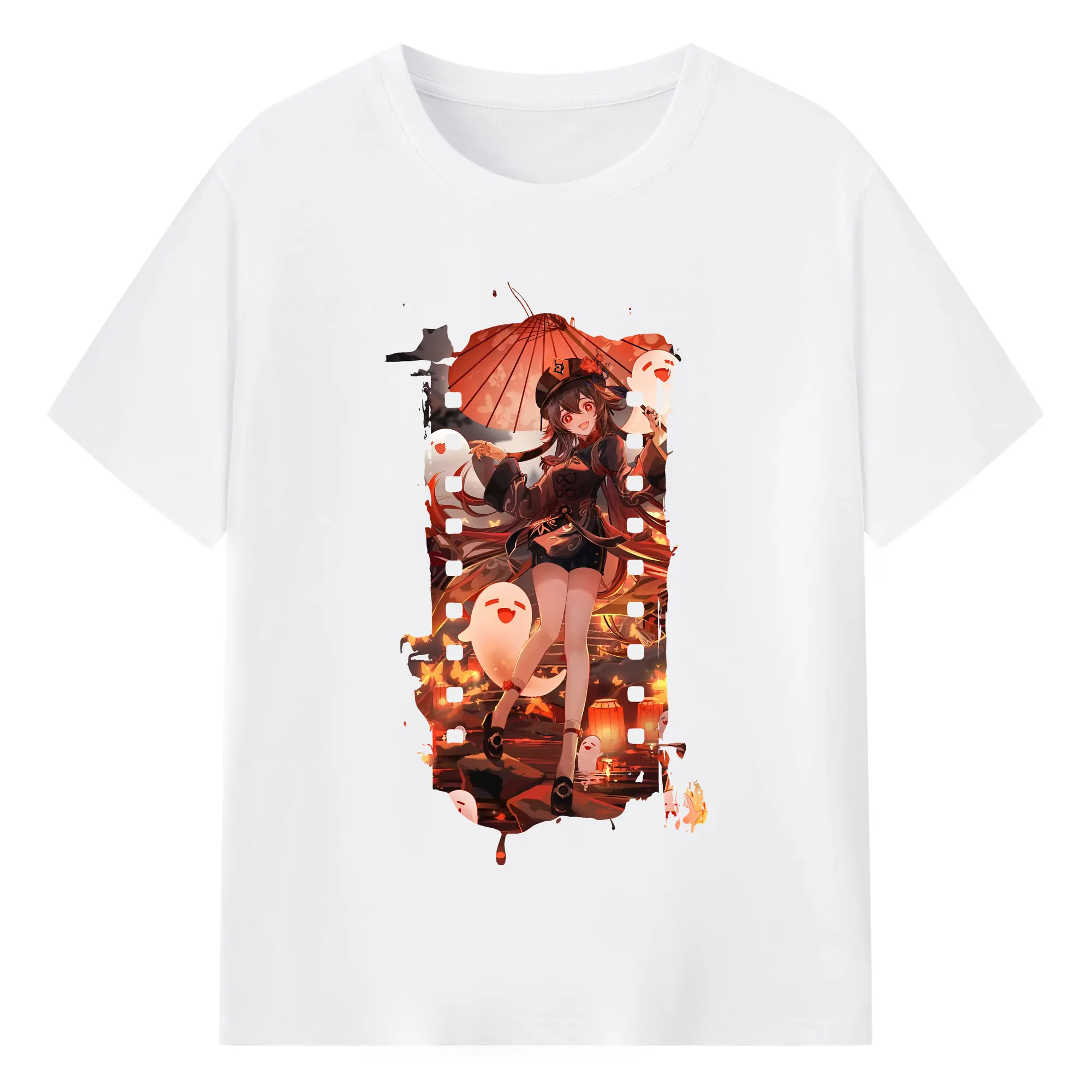 原 神 グッズ フータオ - 綿100％ 半袖Tシャツ ・ フロントプリント ・ 快適 通気性 ・ 日常使い 散歩 スポーツ用