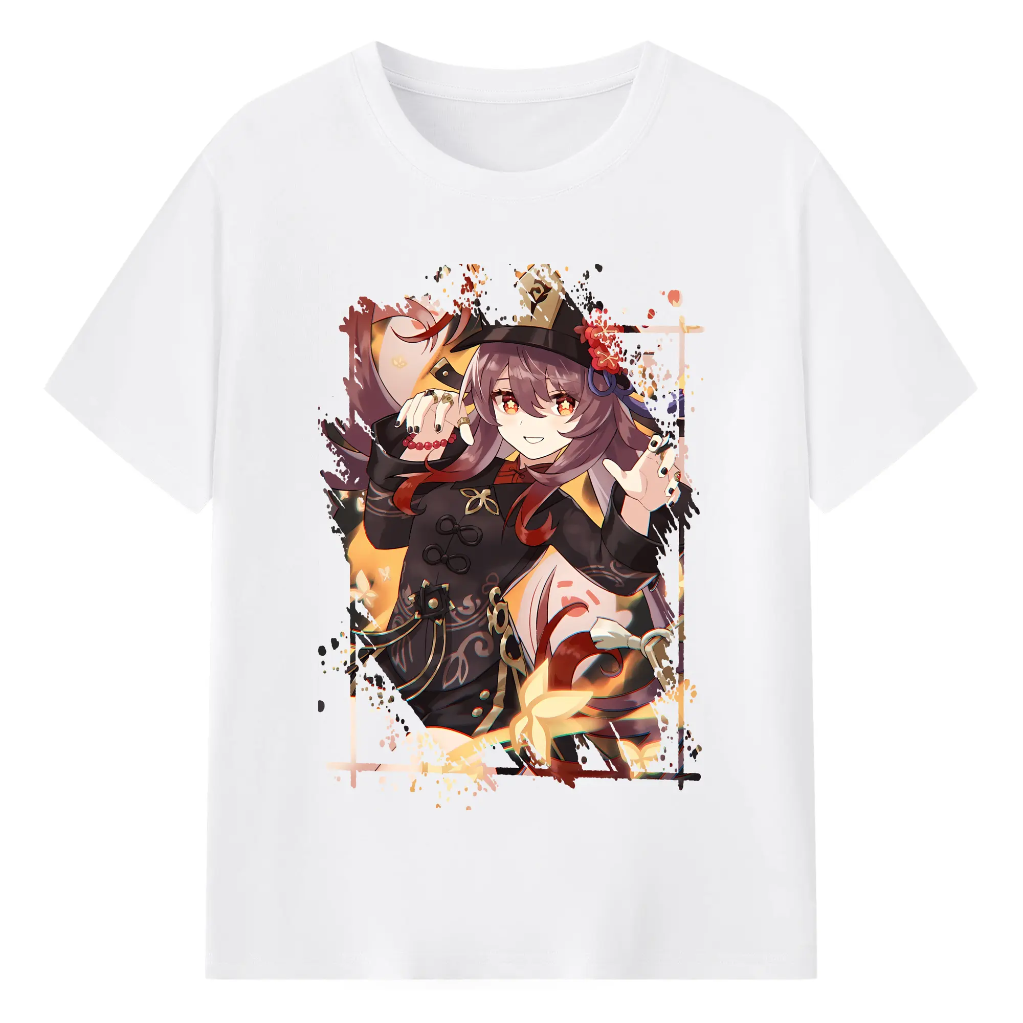 原 神 グッズ フータオ - 綿100％ 半袖Tシャツ ・ フロントプリント ・ 快適 通気性 ・ 日常使い 散歩 スポーツ用