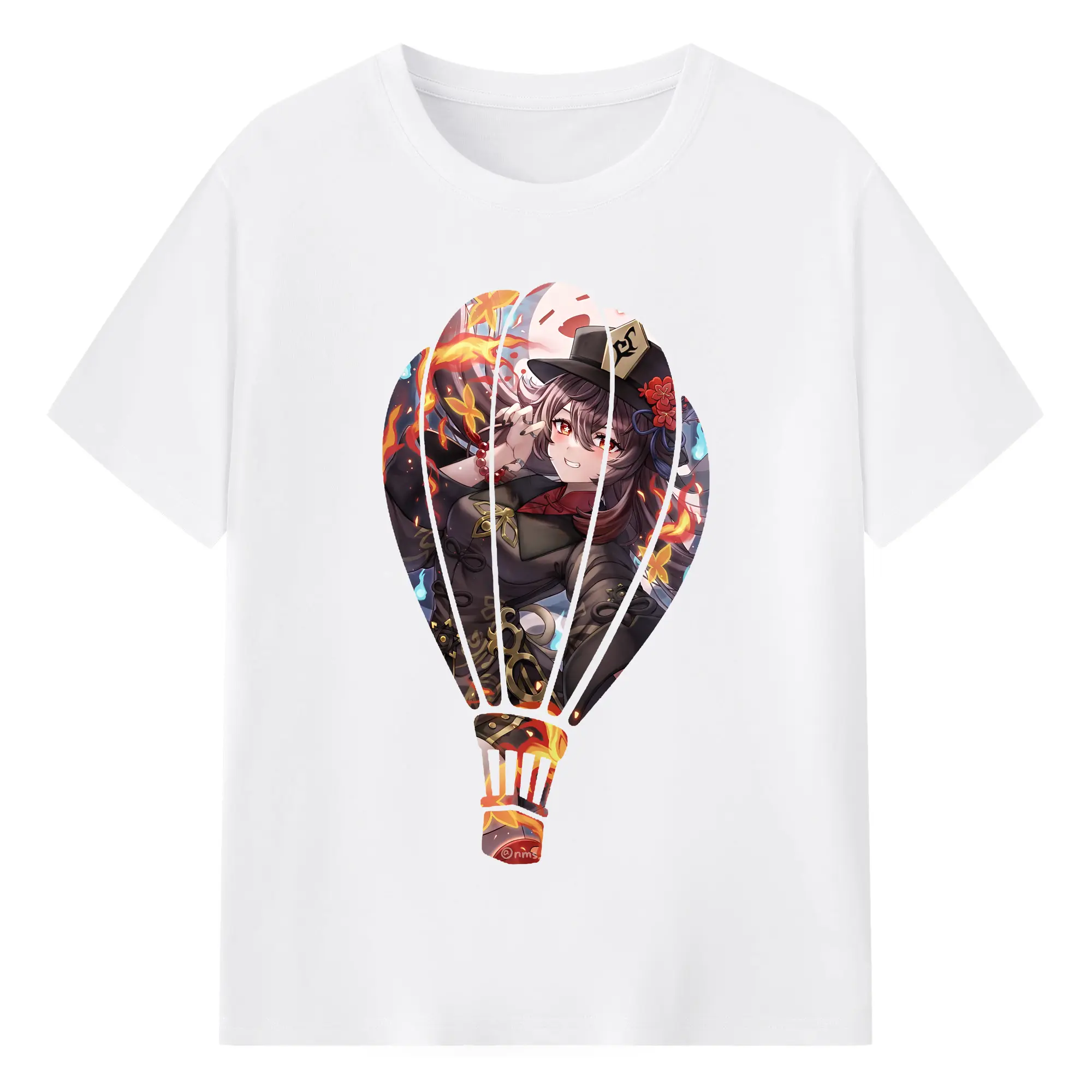 原 神 グッズ フータオ - 綿100％ 半袖Tシャツ ・ フロントプリント ・ 快適 通気性 ・ 日常使い 散歩 スポーツ用