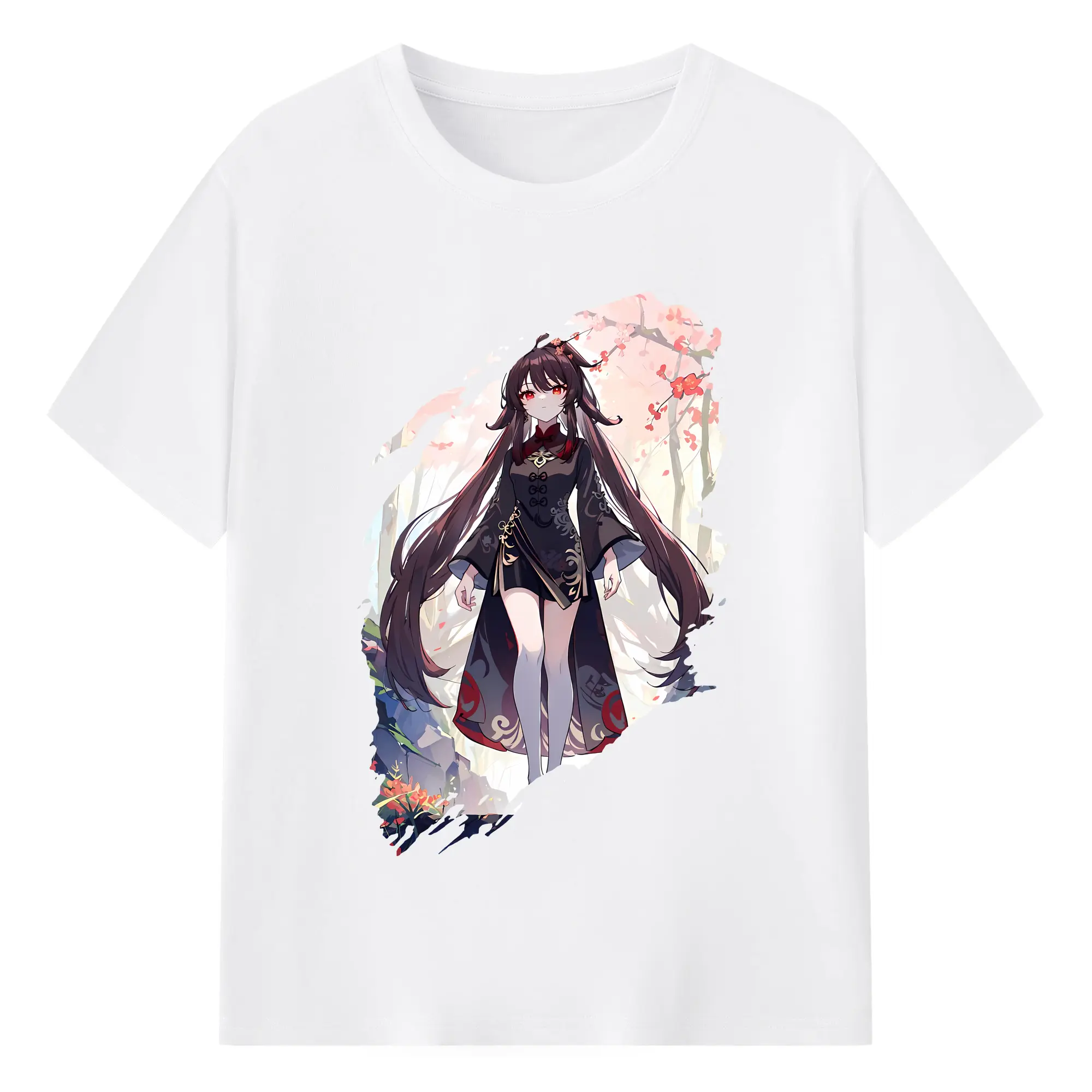 原 神 グッズ フータオ - 綿100％ 半袖Tシャツ ・ フロントプリント ・ 快適 通気性 ・ 日常使い 散歩 スポーツ用