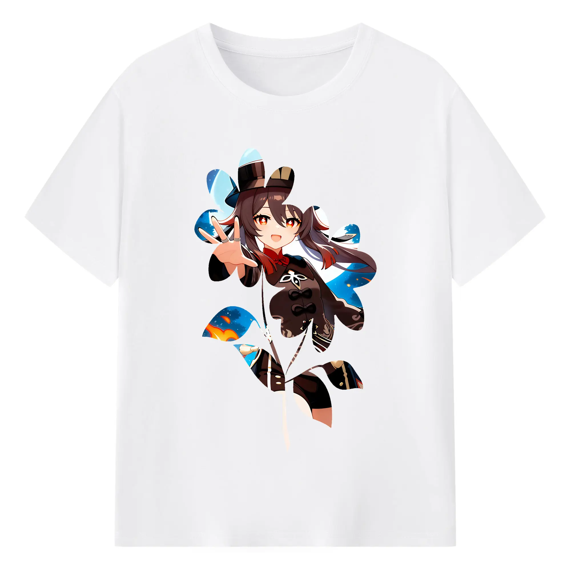 原 神 グッズ フータオ - 綿100％ 半袖Tシャツ ・ フロントプリント ・ 快適 通気性 ・ 日常使い 散歩 スポーツ用