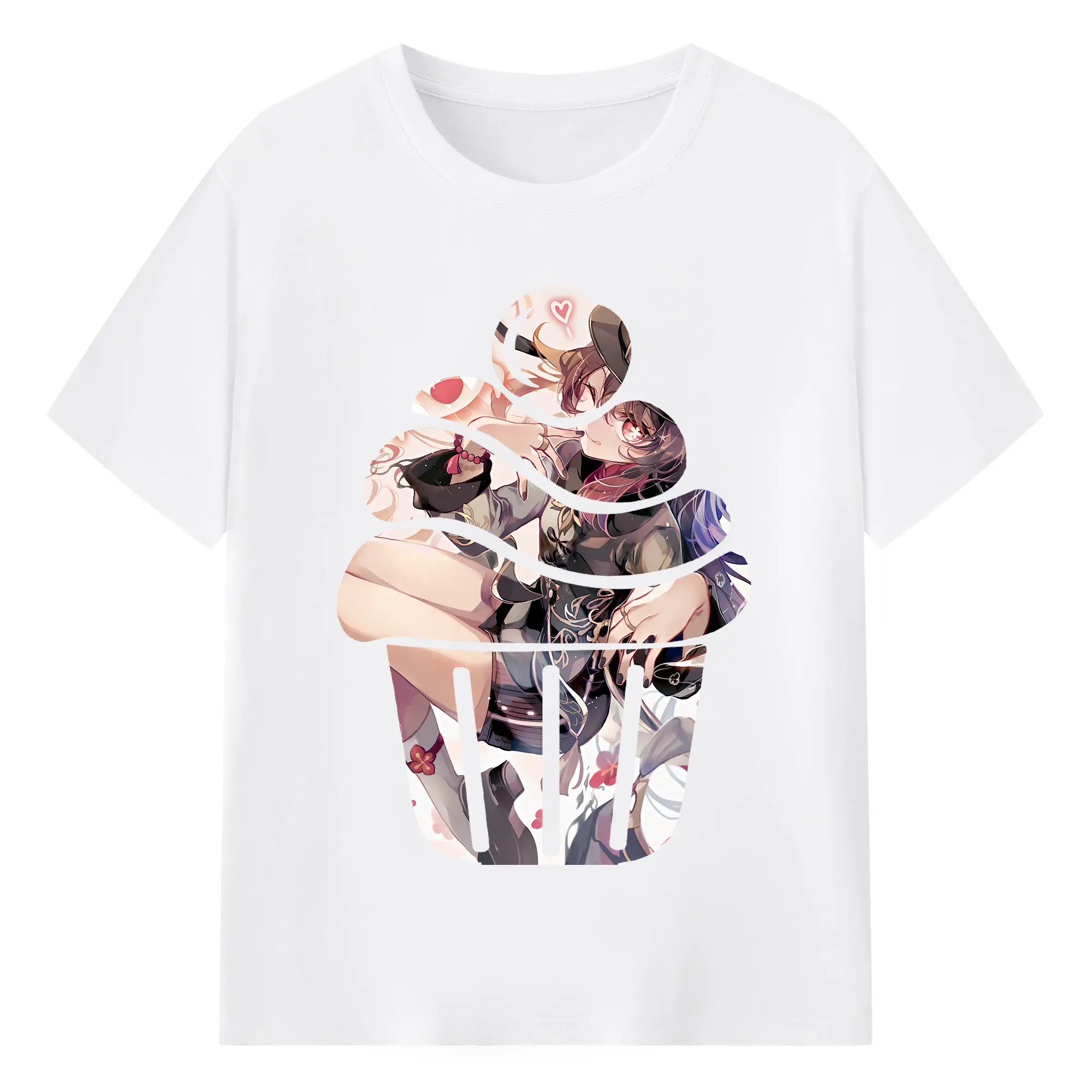 原 神 グッズ フータオ - 綿100％ 半袖Tシャツ ・ フロントプリント ・ 快適 通気性 ・ 日常使い 散歩 スポーツ用