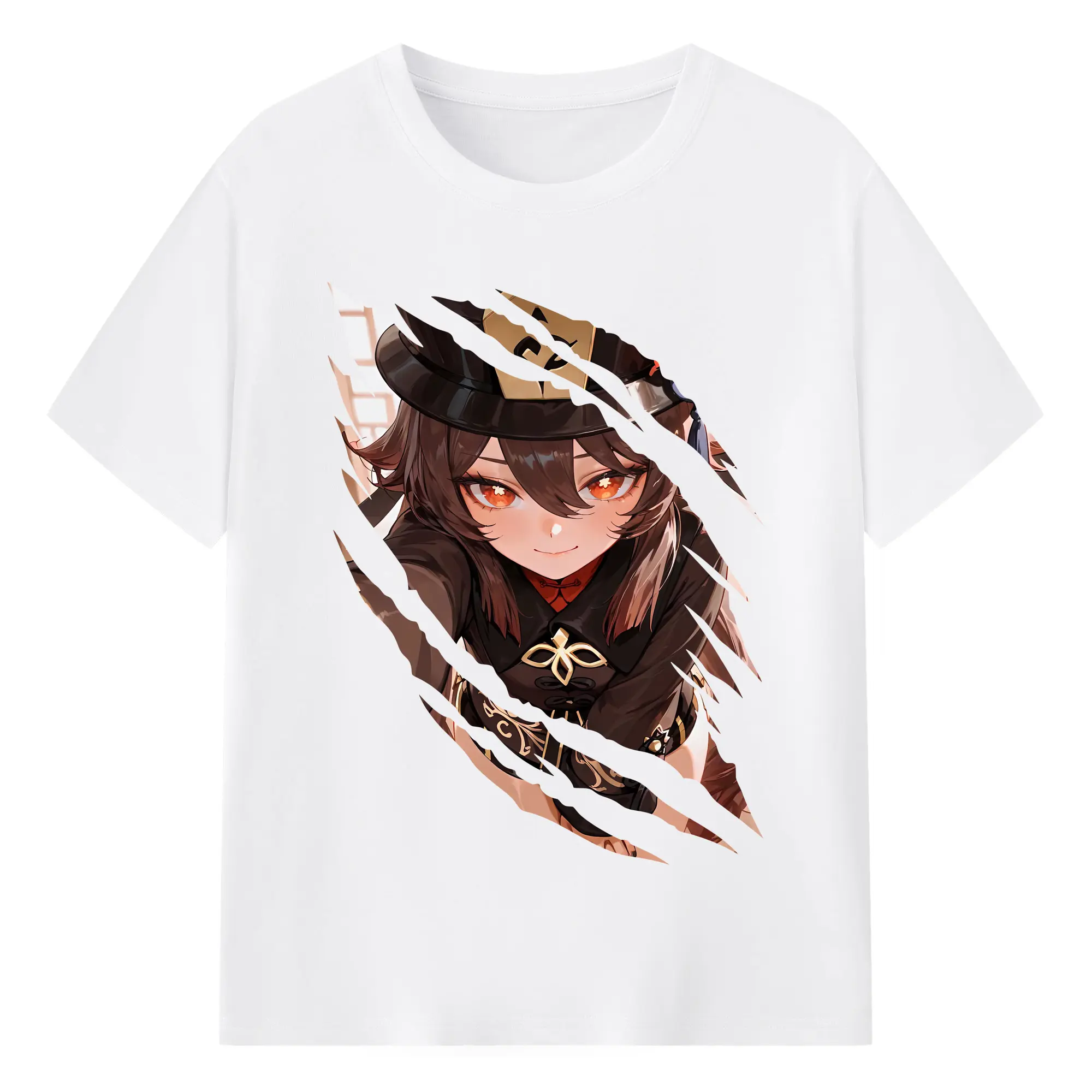 原 神 グッズ フータオ - 綿100％ 半袖Tシャツ ・ フロントプリント ・ 快適 通気性 ・ 日常使い 散歩 スポーツ用