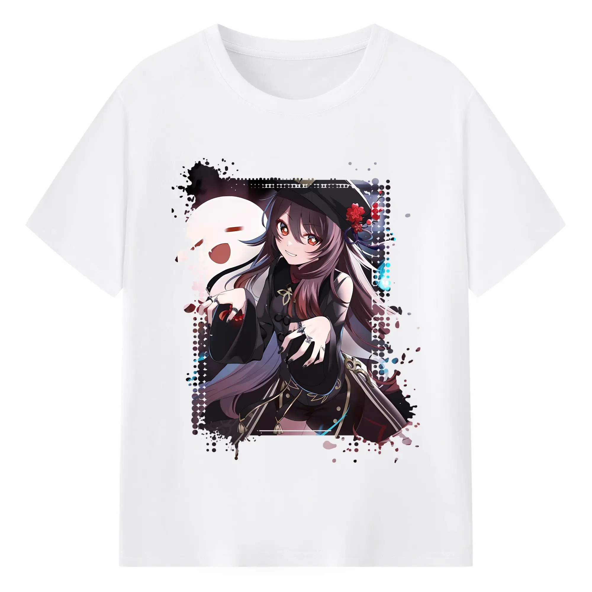 原 神 グッズ フータオ - 綿100％ 半袖Tシャツ ・ フロントプリント ・ 快適 通気性 ・ 日常使い 散歩 スポーツ用