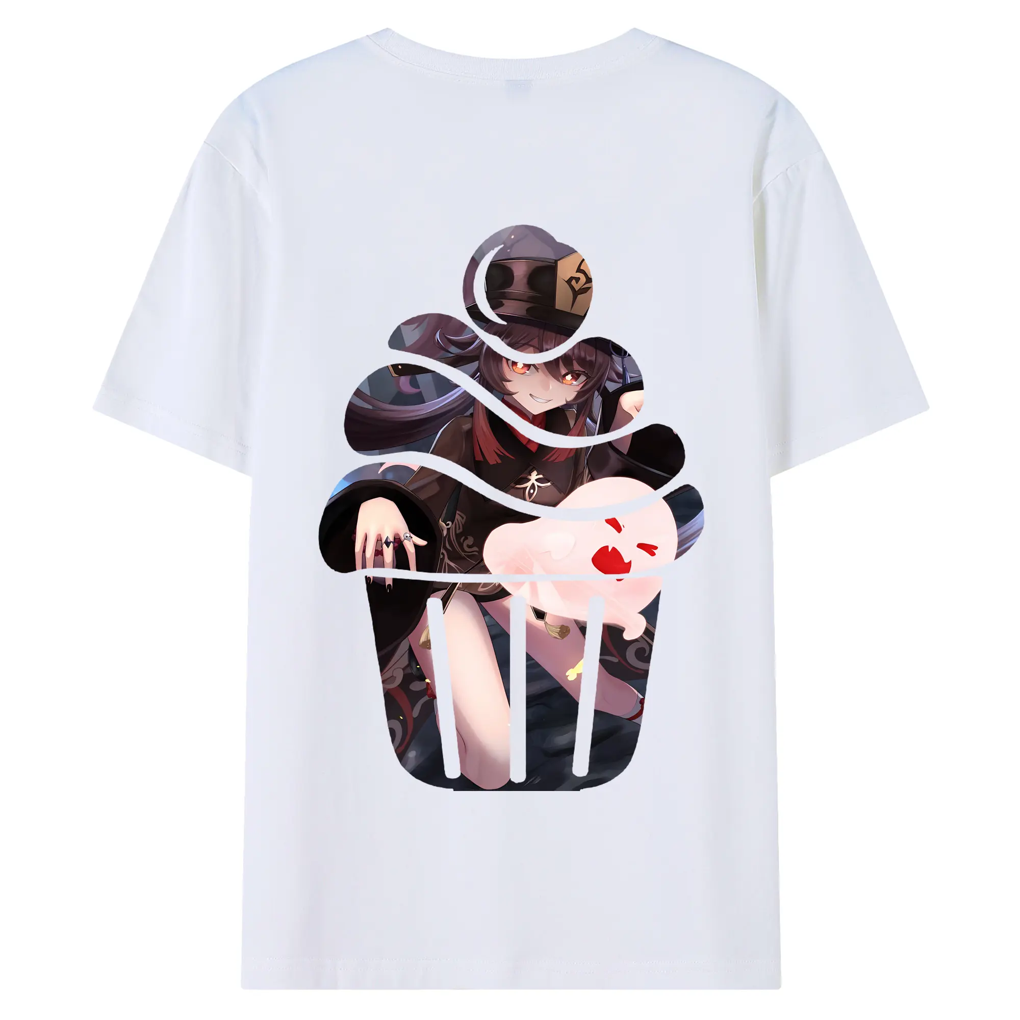 原 神 グッズ フータオ - 綿100％ 半袖Tシャツ ・ バックプリント ・ 快適 通気性 ・ 日常使い 散歩 スポーツ用