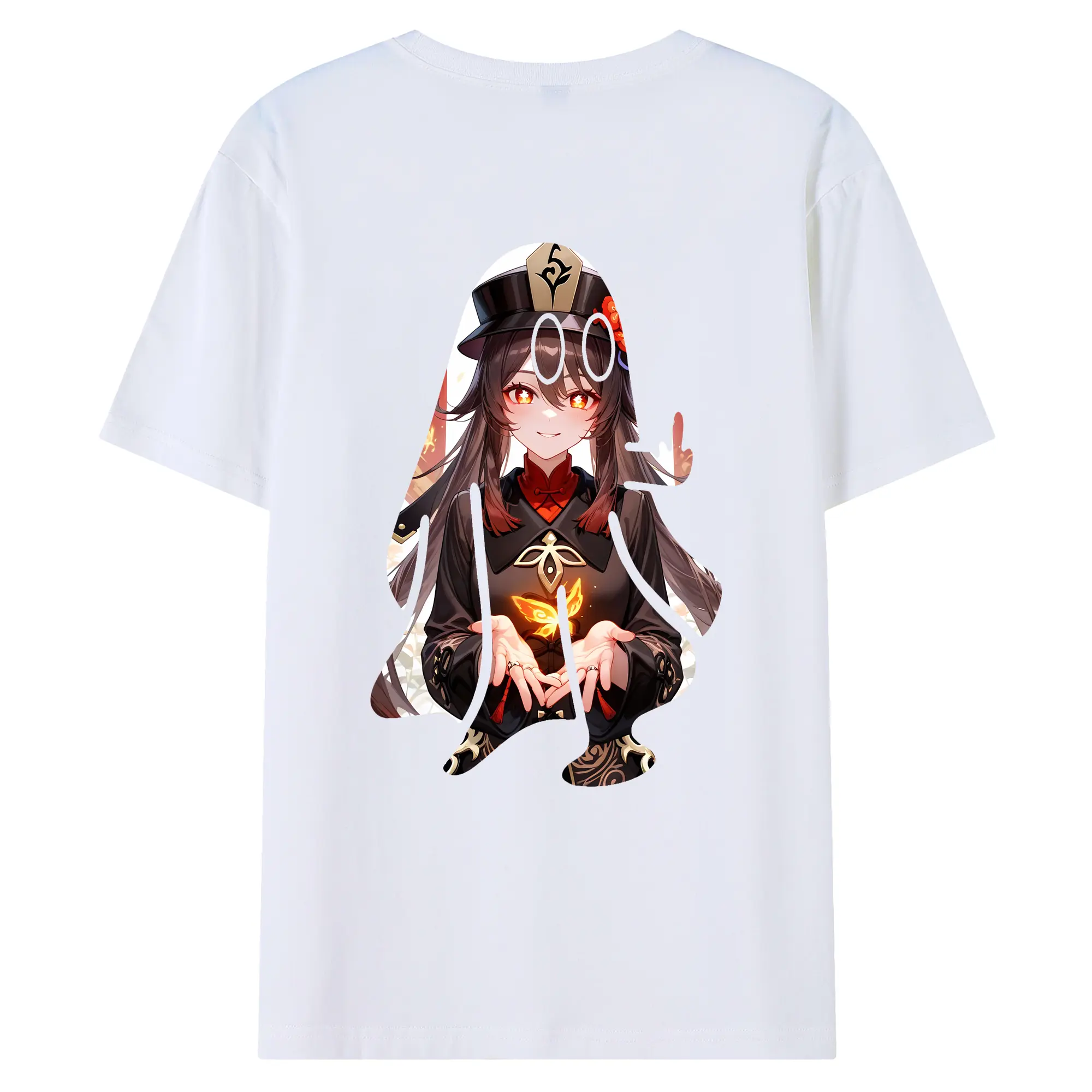 原 神 グッズ フータオ - 綿100％ 半袖Tシャツ ・ バックプリント ・ 快適 通気性 ・ 日常使い 散歩 スポーツ用