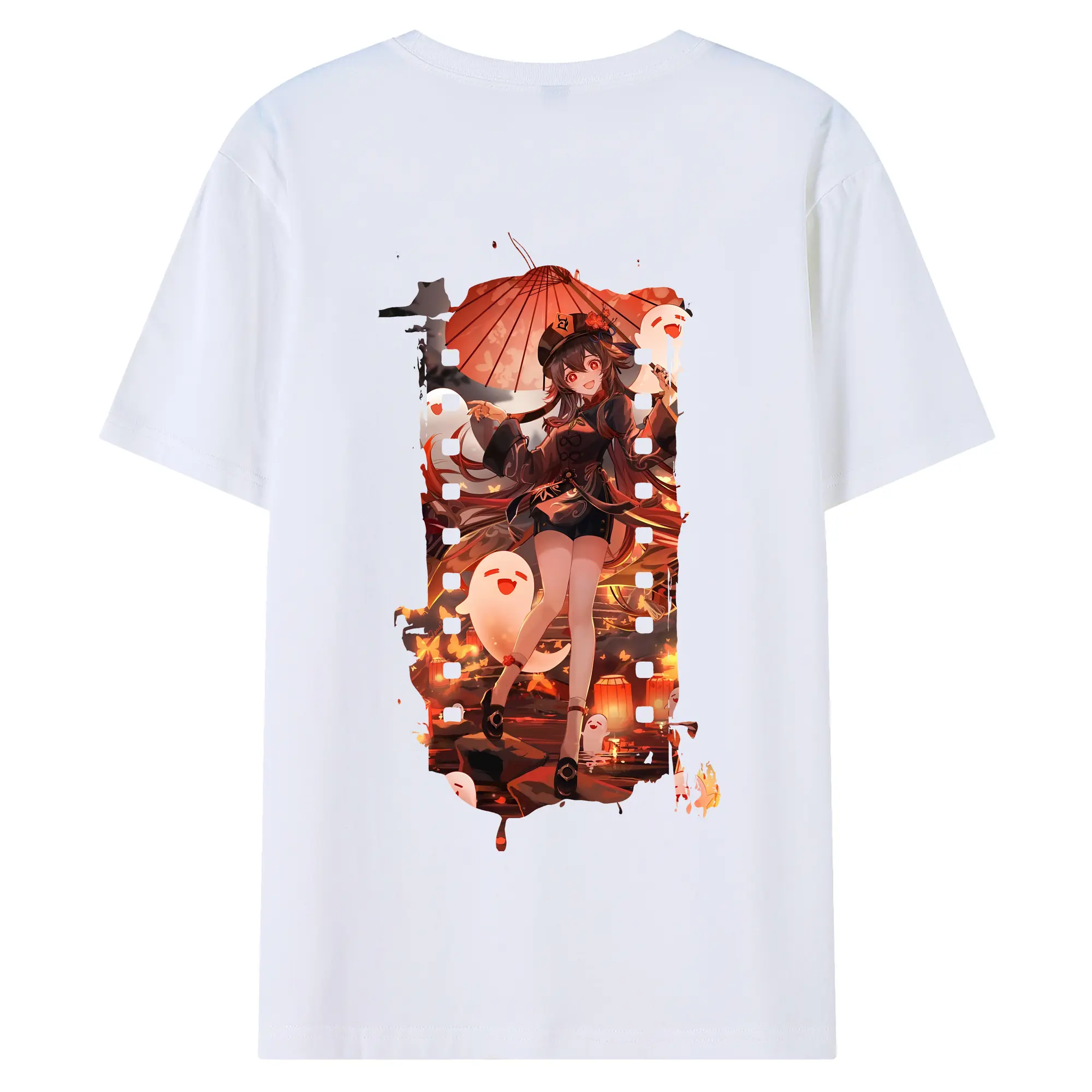 原 神 グッズ フータオ - 綿100％ 半袖Tシャツ ・ バックプリント ・ 快適 通気性 ・ 日常使い 散歩 スポーツ用