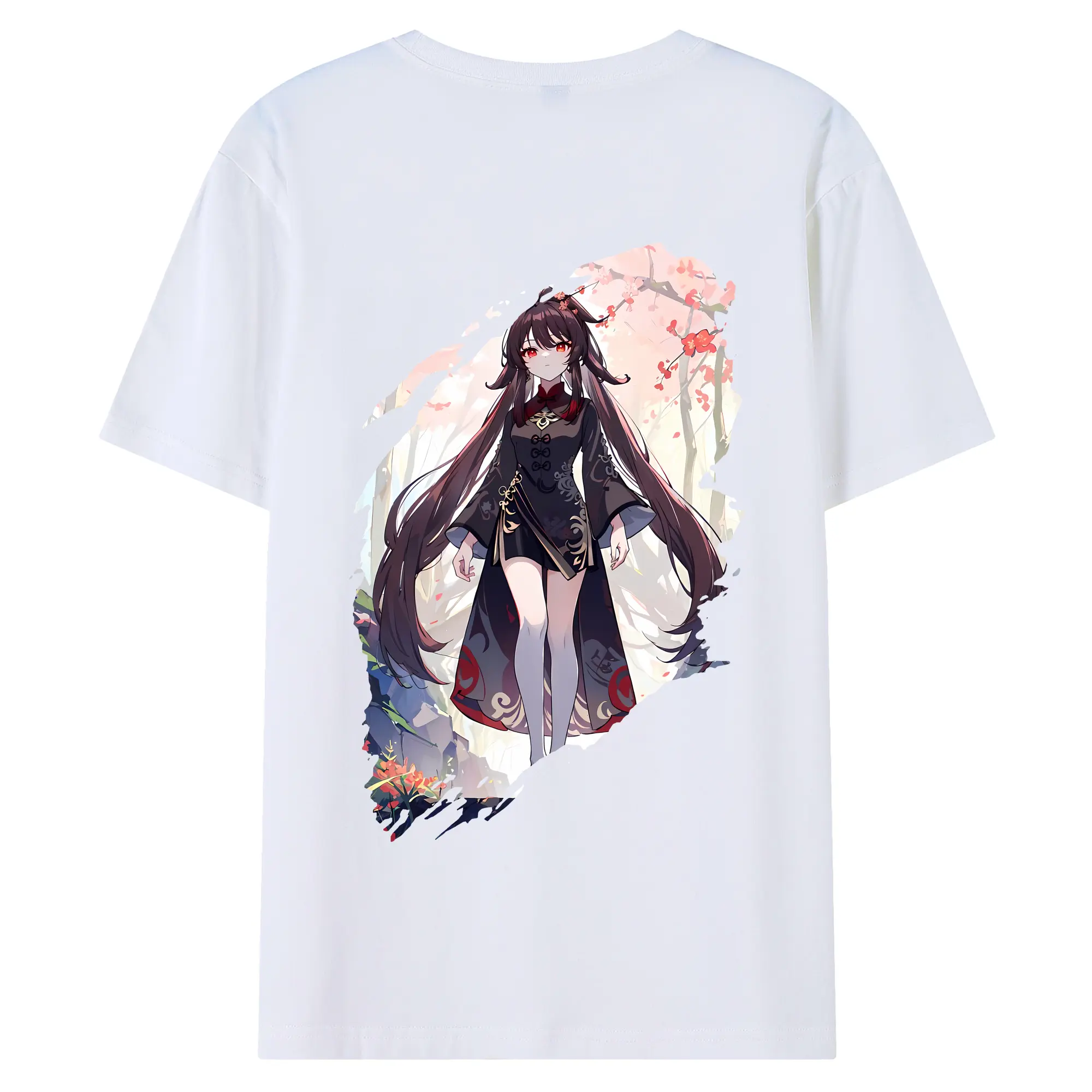 原 神 グッズ フータオ - 綿100％ 半袖Tシャツ ・ バックプリント ・ 快適 通気性 ・ 日常使い 散歩 スポーツ用