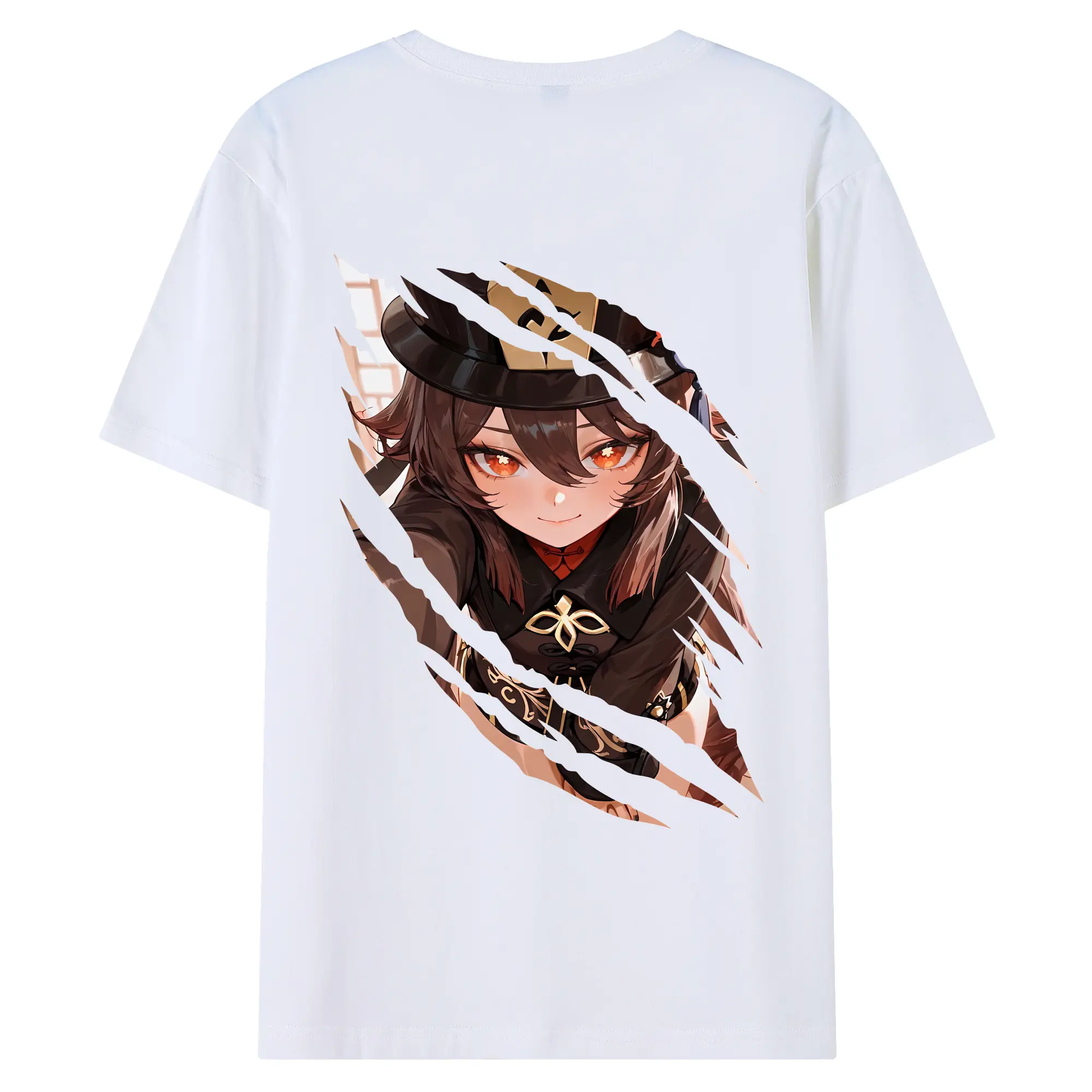 原 神 グッズ フータオ - 綿100％ 半袖Tシャツ ・ バックプリント ・ 快適 通気性 ・ 日常使い 散歩 スポーツ用