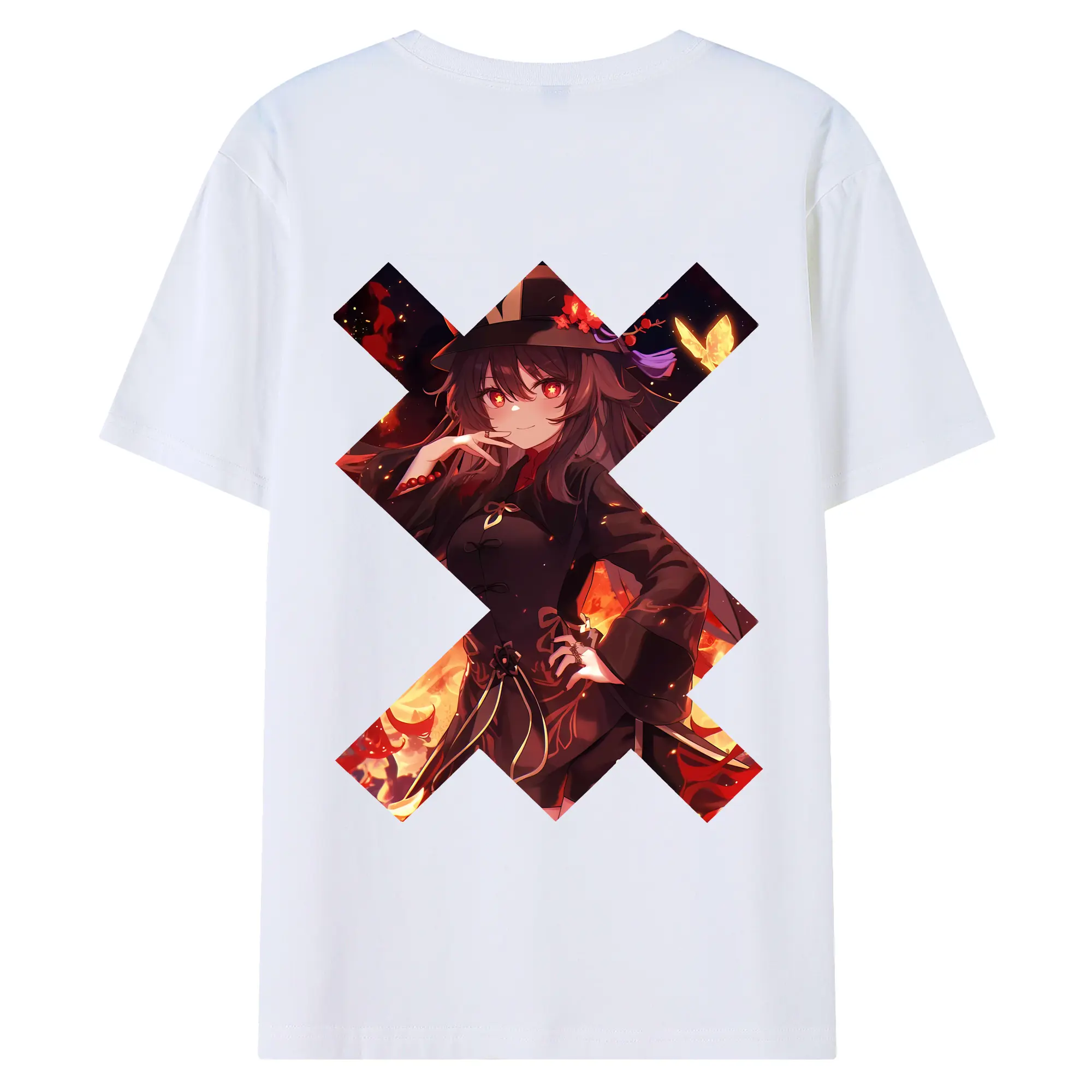 原 神 グッズ フータオ - 綿100％ 半袖Tシャツ ・ バックプリント ・ 快適 通気性 ・ 日常使い 散歩 スポーツ用