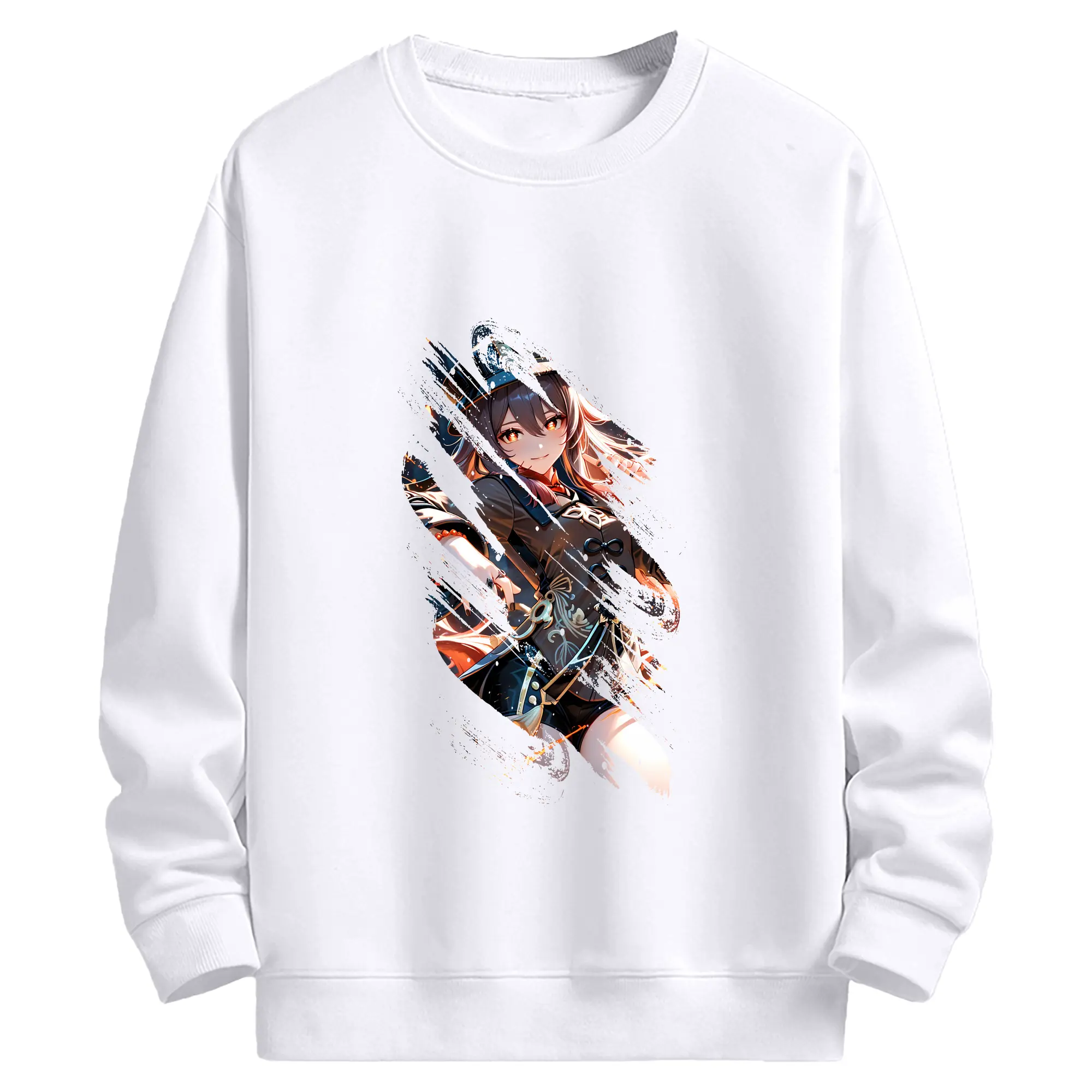 原 神 グッズ フータオ - 高品質 クルーネック スウェット ・ コットン59％ ポリエステル41％ ・ ユニセックス 長袖 トレーナー ・ カジュアル デイリー スポーツ 散歩用