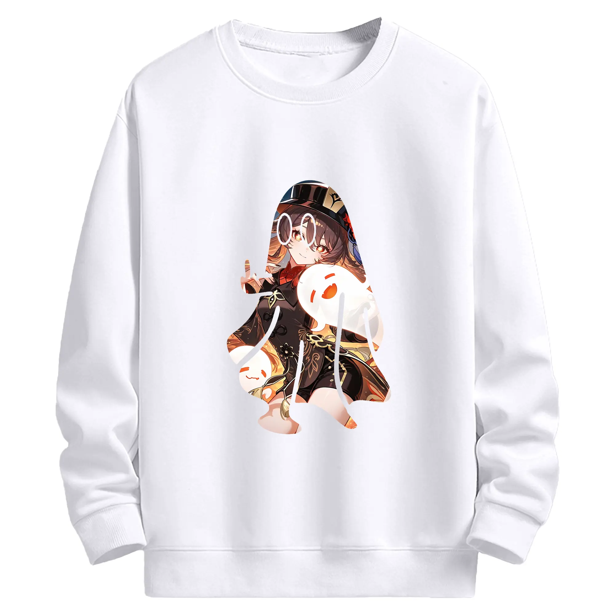 原 神 グッズ フータオ - 高品質 クルーネック スウェット ・ コットン59％ ポリエステル41％ ・ ユニセックス 長袖 トレーナー ・ カジュアル デイリー スポーツ 散歩用