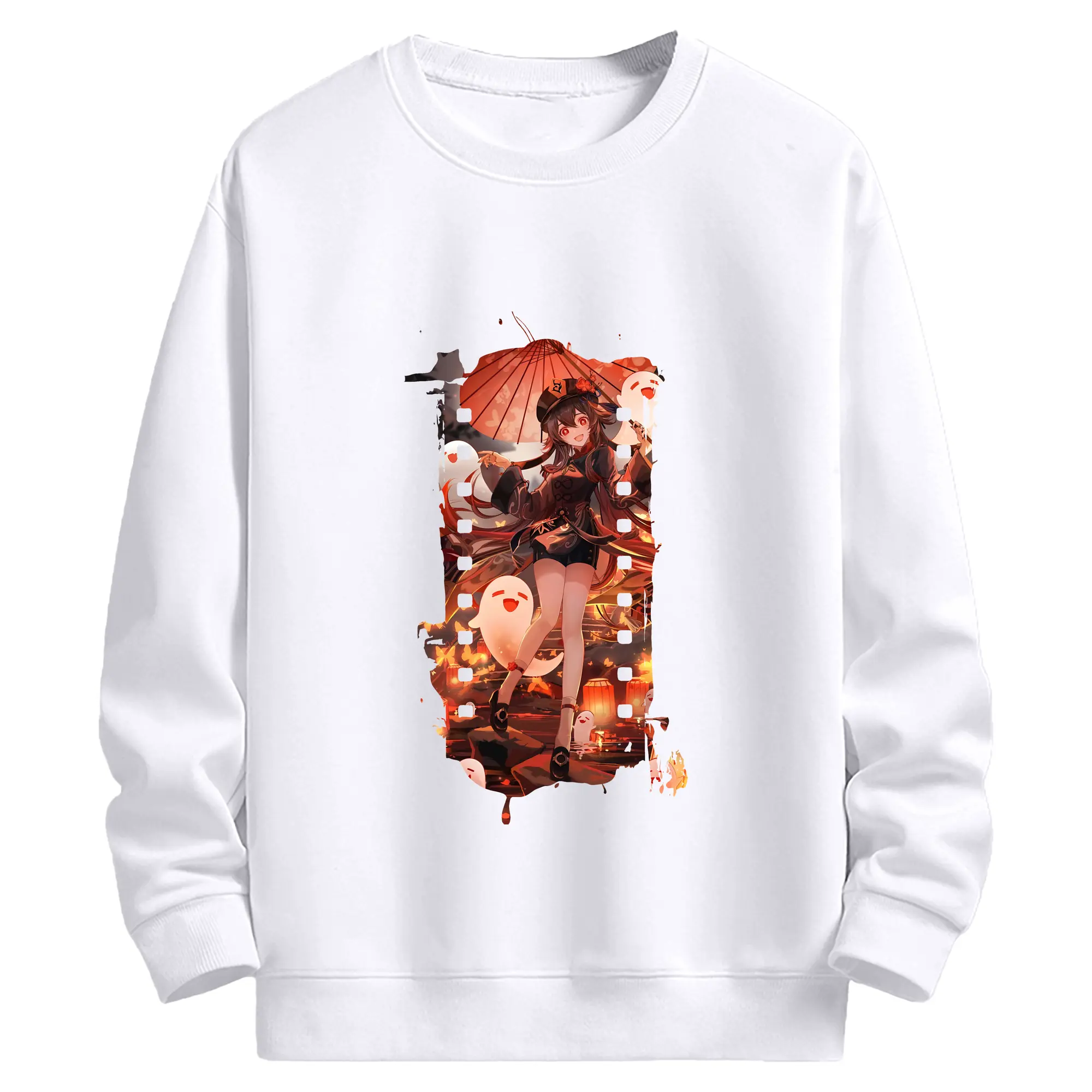 原 神 グッズ フータオ - 高品質 クルーネック スウェット ・ コットン59％ ポリエステル41％ ・ ユニセックス 長袖 トレーナー ・ カジュアル デイリー スポーツ 散歩用