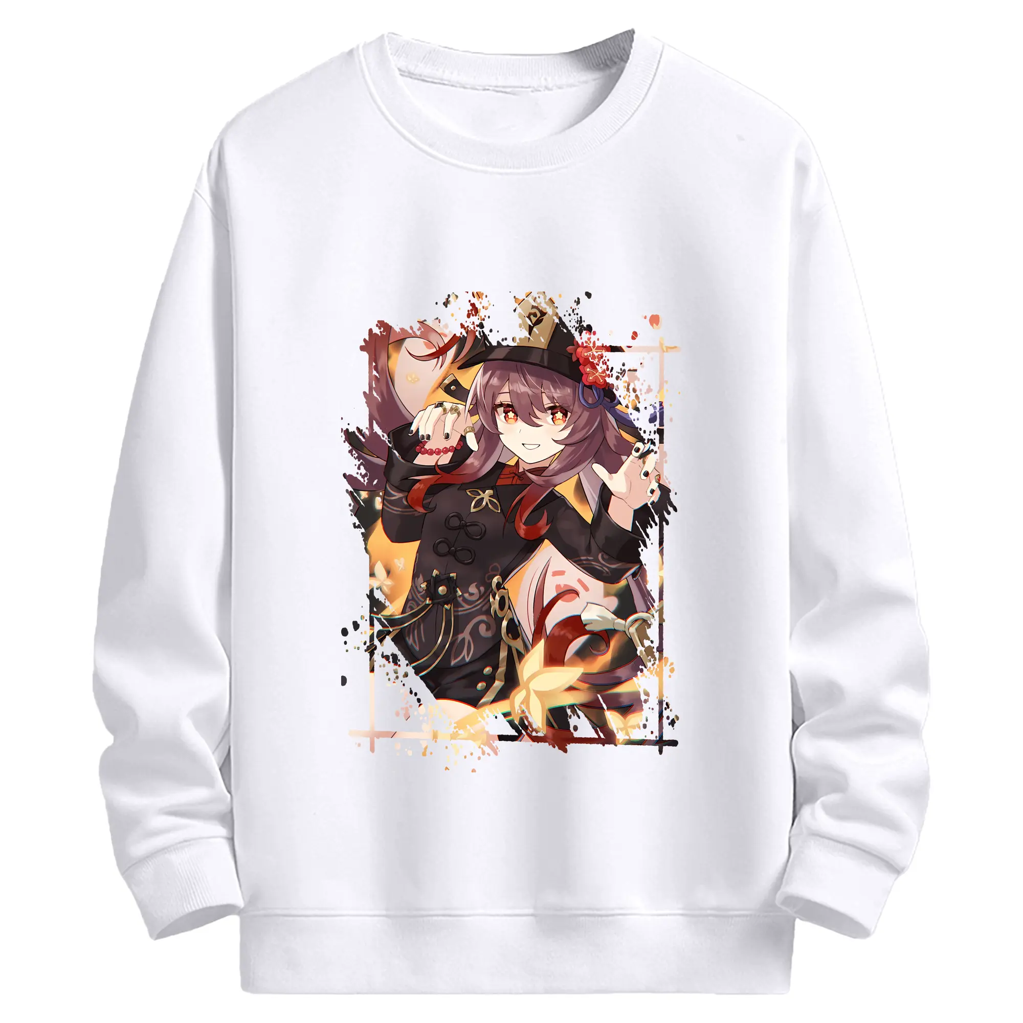 原 神 グッズ フータオ - 高品質 クルーネック スウェット ・ コットン59％ ポリエステル41％ ・ ユニセックス 長袖 トレーナー ・ カジュアル デイリー スポーツ 散歩用