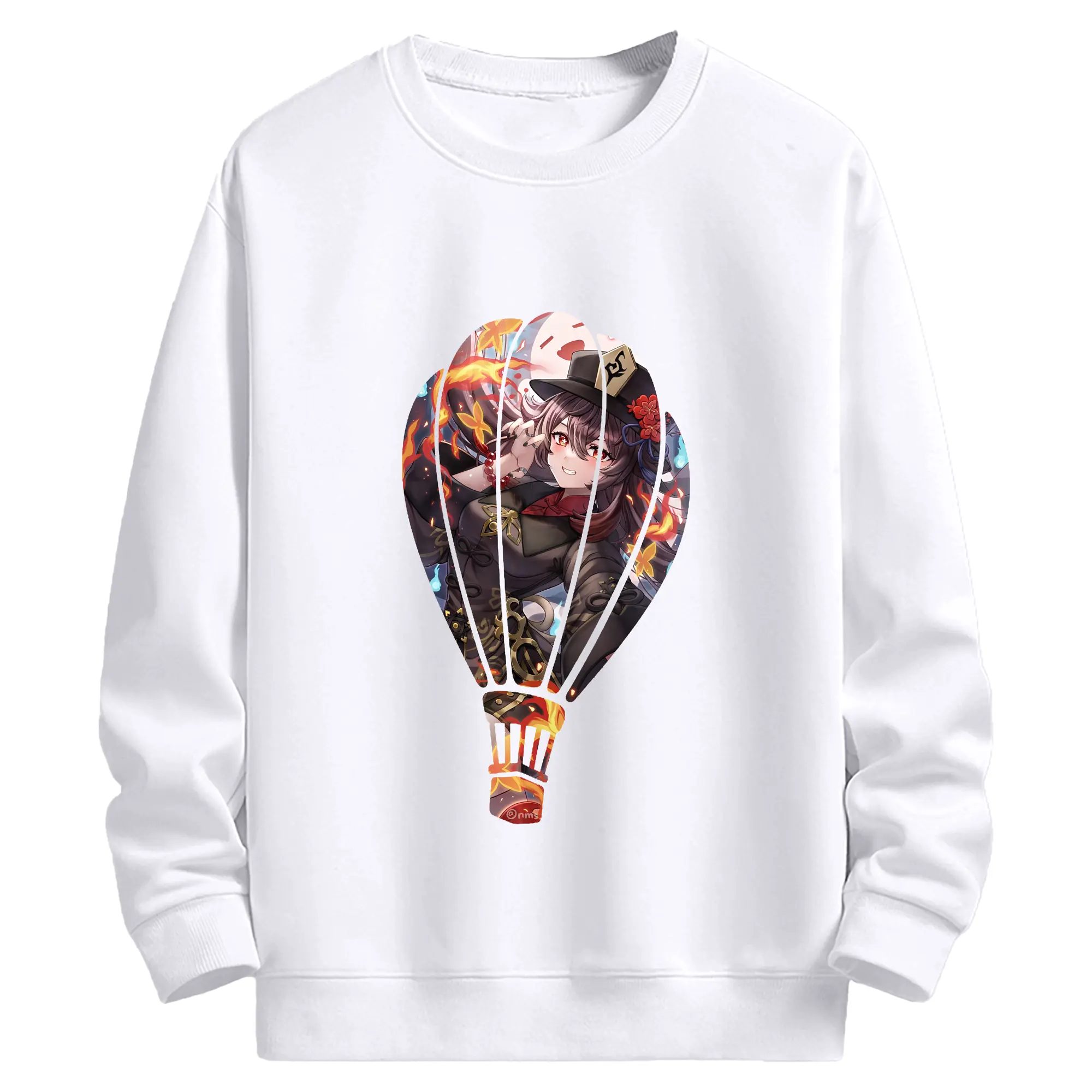 原 神 グッズ フータオ - 高品質 クルーネック スウェット ・ コットン59％ ポリエステル41％ ・ ユニセックス 長袖 トレーナー ・ カジュアル デイリー スポーツ 散歩用