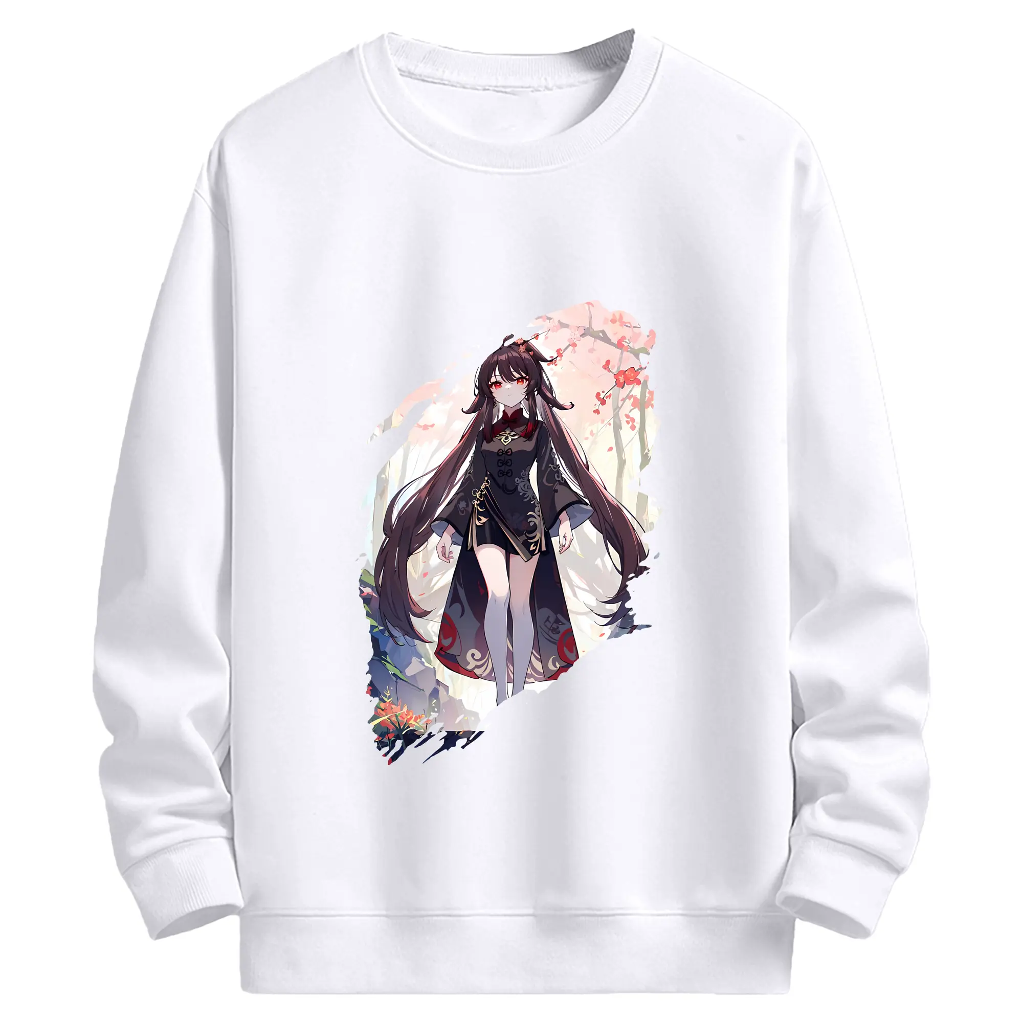 原 神 グッズ フータオ - 高品質 クルーネック スウェット ・ コットン59％ ポリエステル41％ ・ ユニセックス 長袖 トレーナー ・ カジュアル デイリー スポーツ 散歩用