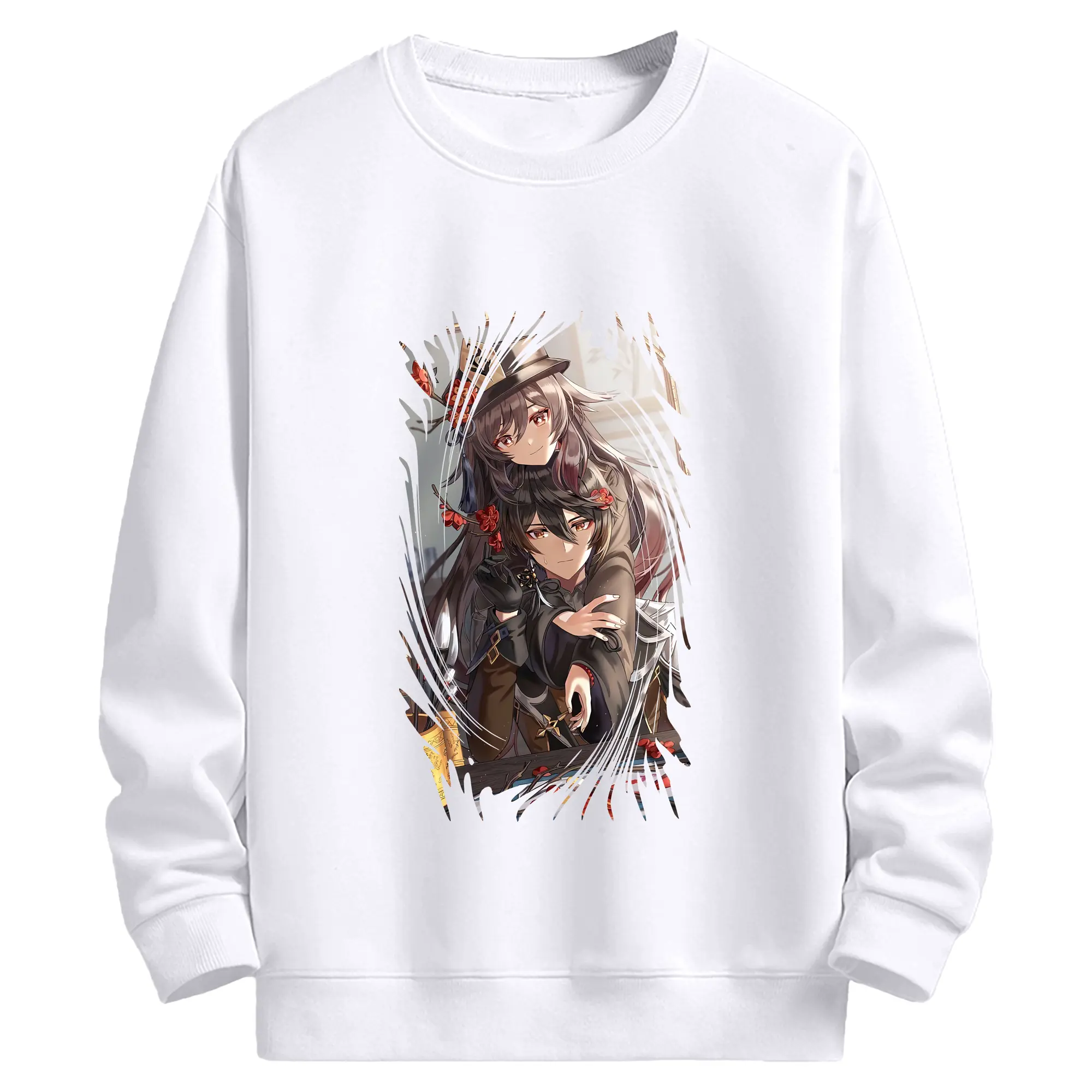 原 神 グッズ フータオ - 高品質 クルーネック スウェット ・ コットン59％ ポリエステル41％ ・ ユニセックス 長袖 トレーナー ・ カジュアル デイリー スポーツ 散歩用