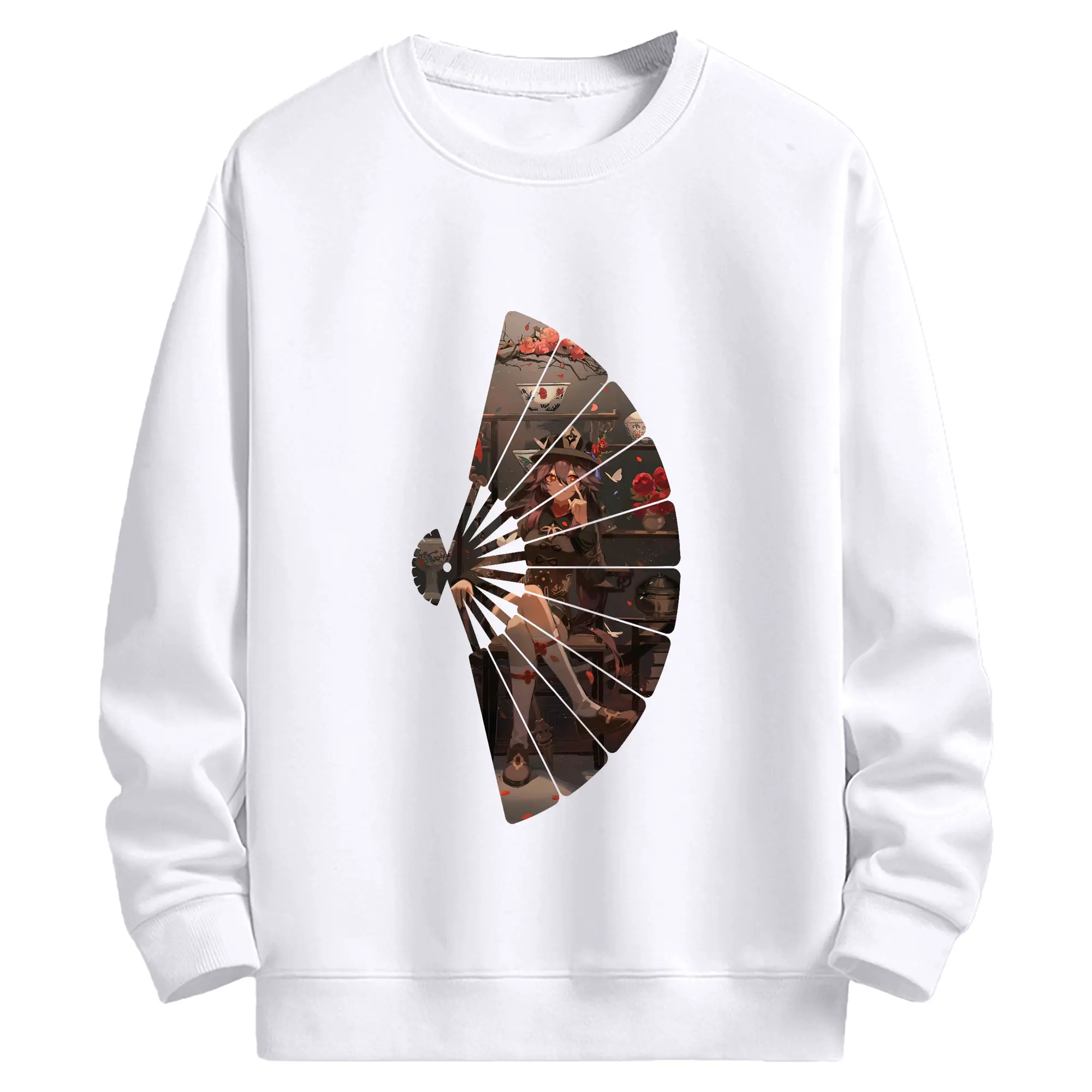 原 神 グッズ フータオ - 高品質 クルーネック スウェット ・ コットン59％ ポリエステル41％ ・ ユニセックス 長袖 トレーナー ・ カジュアル デイリー スポーツ 散歩用