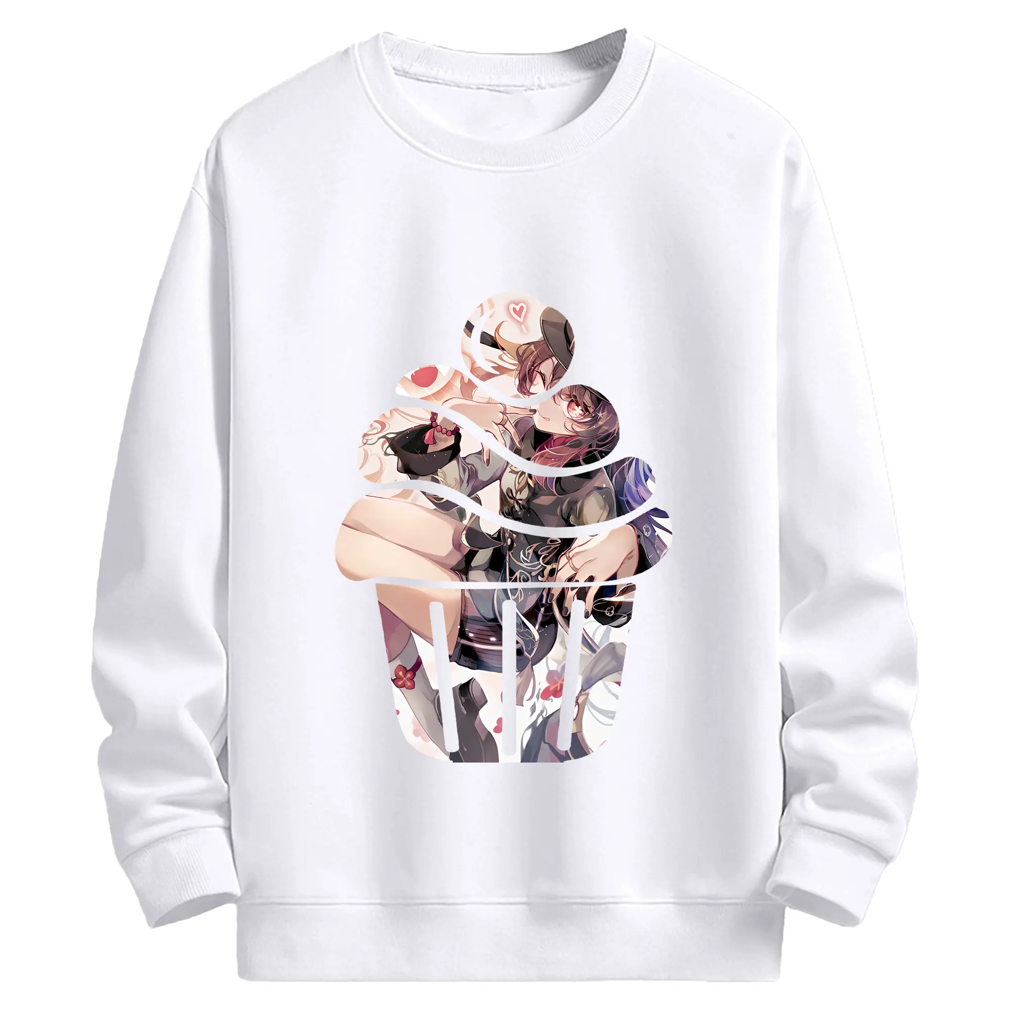 原 神 グッズ フータオ - 高品質 クルーネック スウェット ・ コットン59％ ポリエステル41％ ・ ユニセックス 長袖 トレーナー ・ カジュアル デイリー スポーツ 散歩用