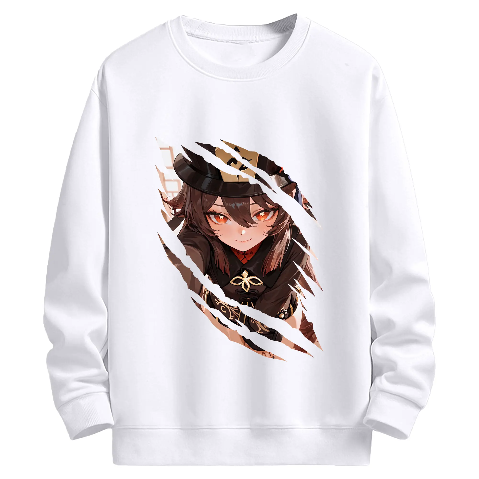 原 神 グッズ フータオ - 高品質 クルーネック スウェット ・ コットン59％ ポリエステル41％ ・ ユニセックス 長袖 トレーナー ・ カジュアル デイリー スポーツ 散歩用