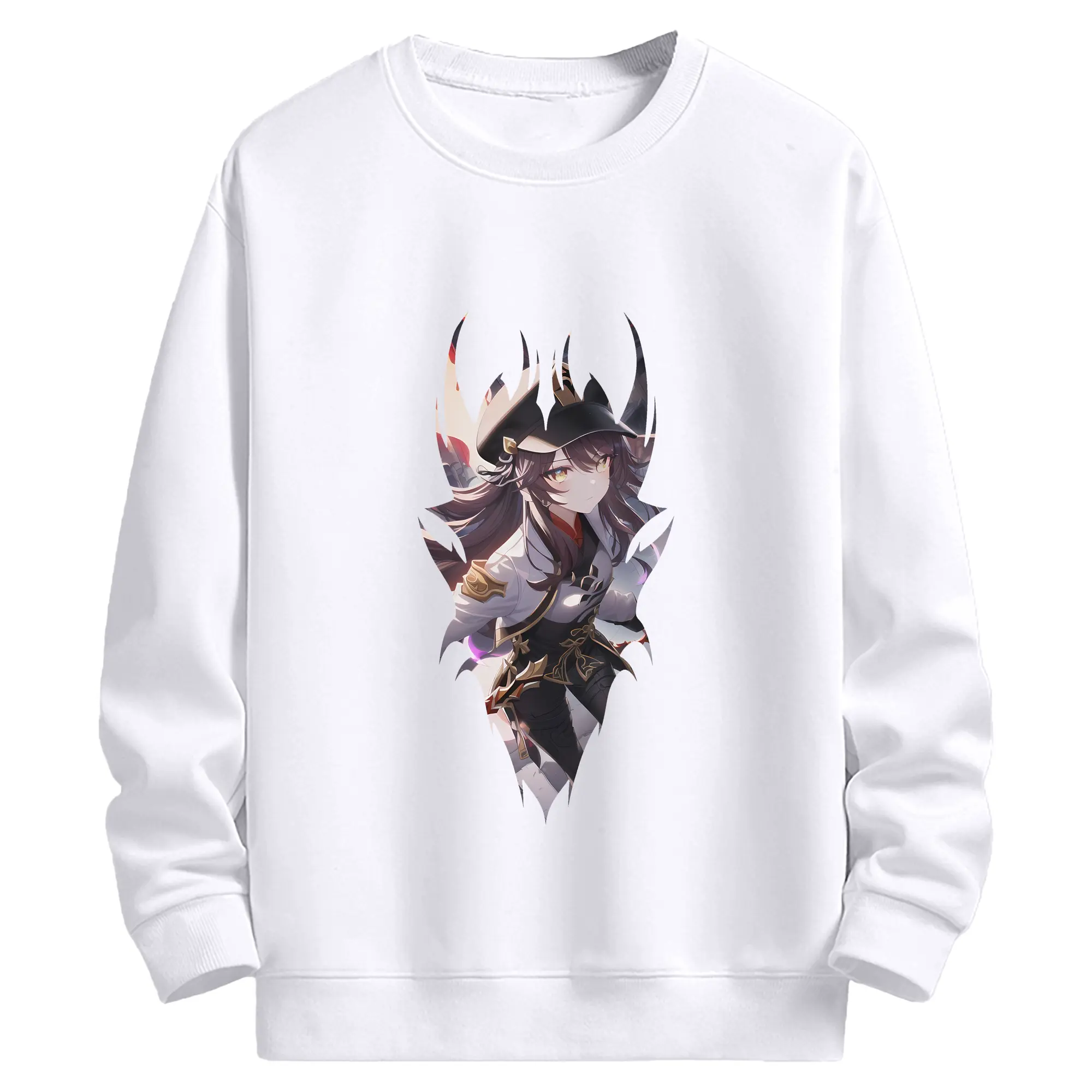 原 神 グッズ フータオ - 高品質 クルーネック スウェット ・ コットン59％ ポリエステル41％ ・ ユニセックス 長袖 トレーナー ・ カジュアル デイリー スポーツ 散歩用