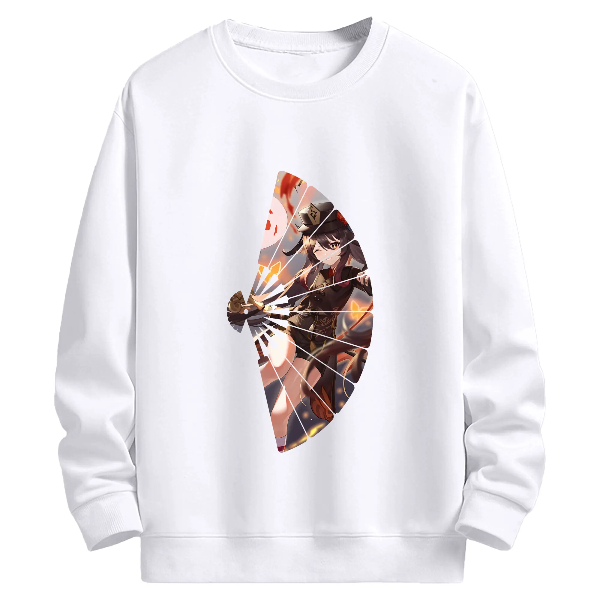 原 神 グッズ フータオ - 高品質 クルーネック スウェット ・ コットン59％ ポリエステル41％ ・ ユニセックス 長袖 トレーナー ・ カジュアル デイリー スポーツ 散歩用