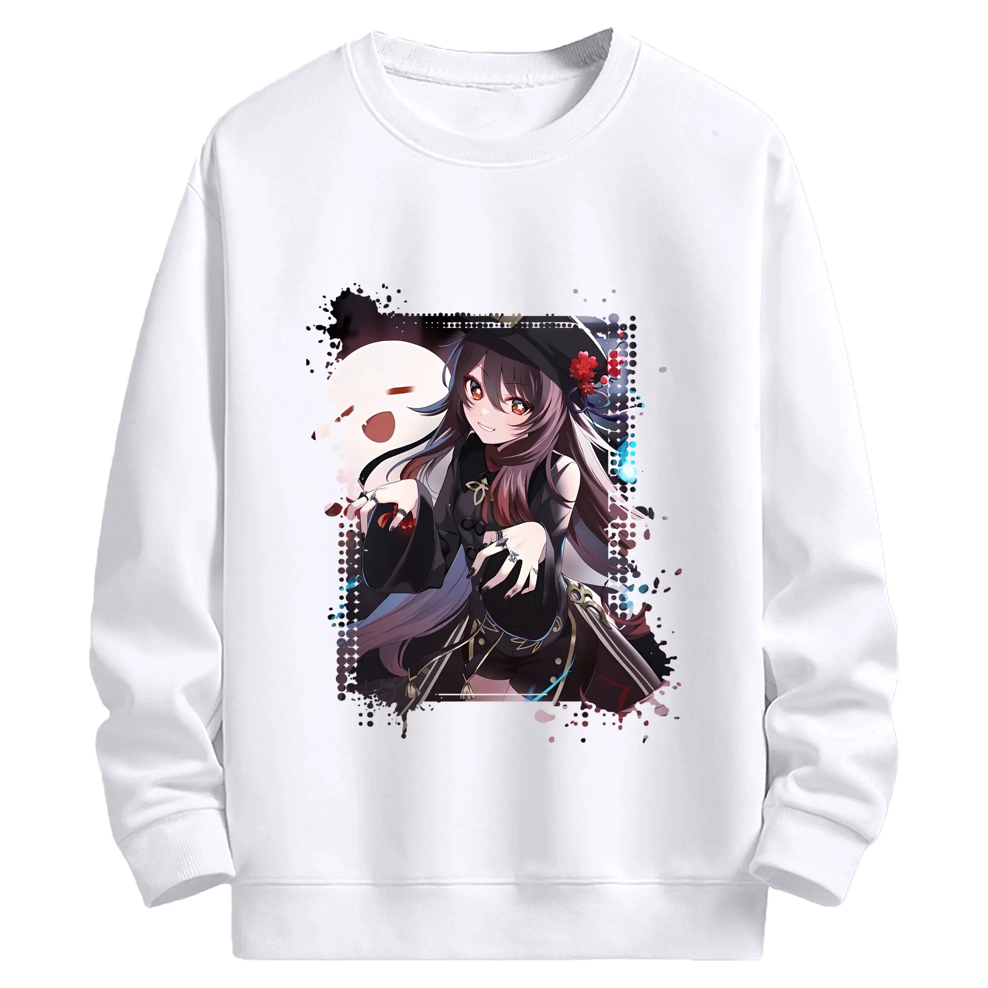 原 神 グッズ フータオ - 高品質 クルーネック スウェット ・ コットン59％ ポリエステル41％ ・ ユニセックス 長袖 トレーナー ・ カジュアル デイリー スポーツ 散歩用