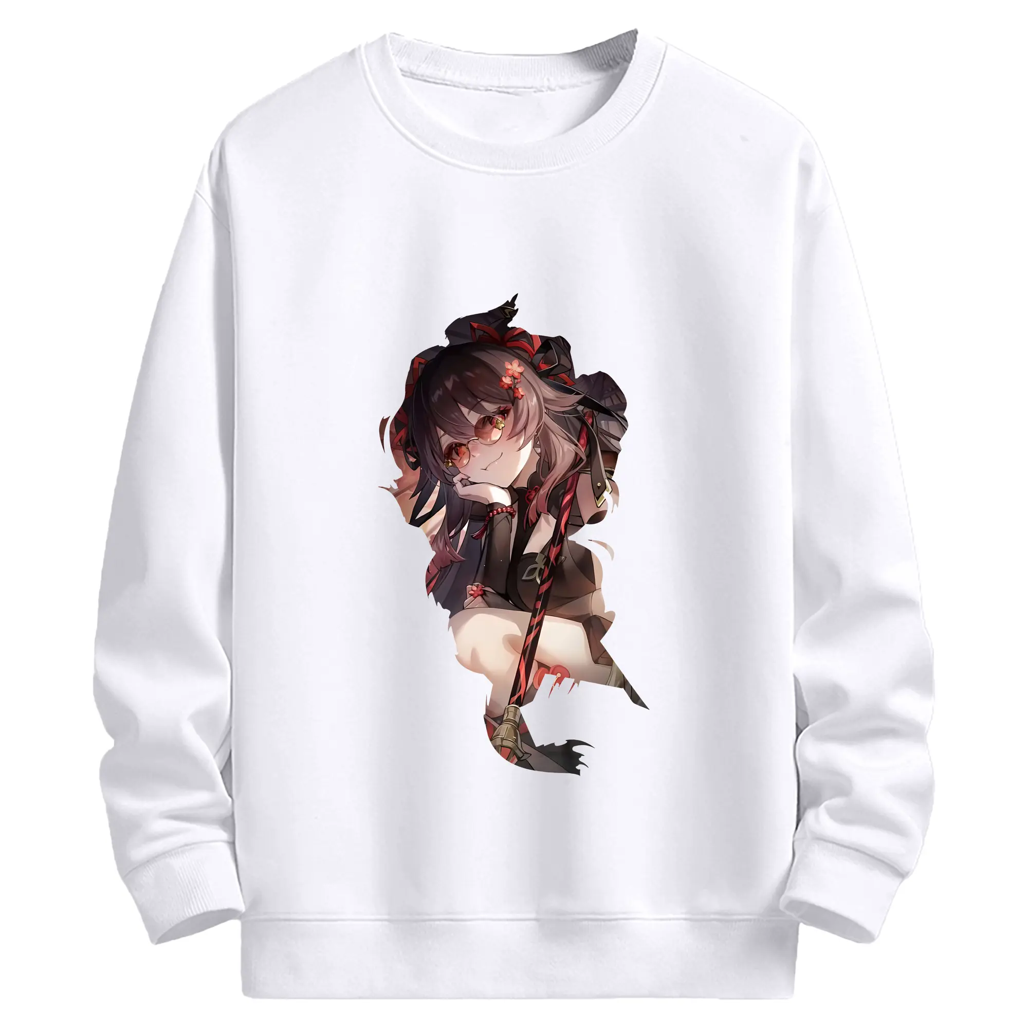 原 神 グッズ フータオ - 高品質 クルーネック スウェット ・ コットン59％ ポリエステル41％ ・ ユニセックス 長袖 トレーナー ・ カジュアル デイリー スポーツ 散歩用