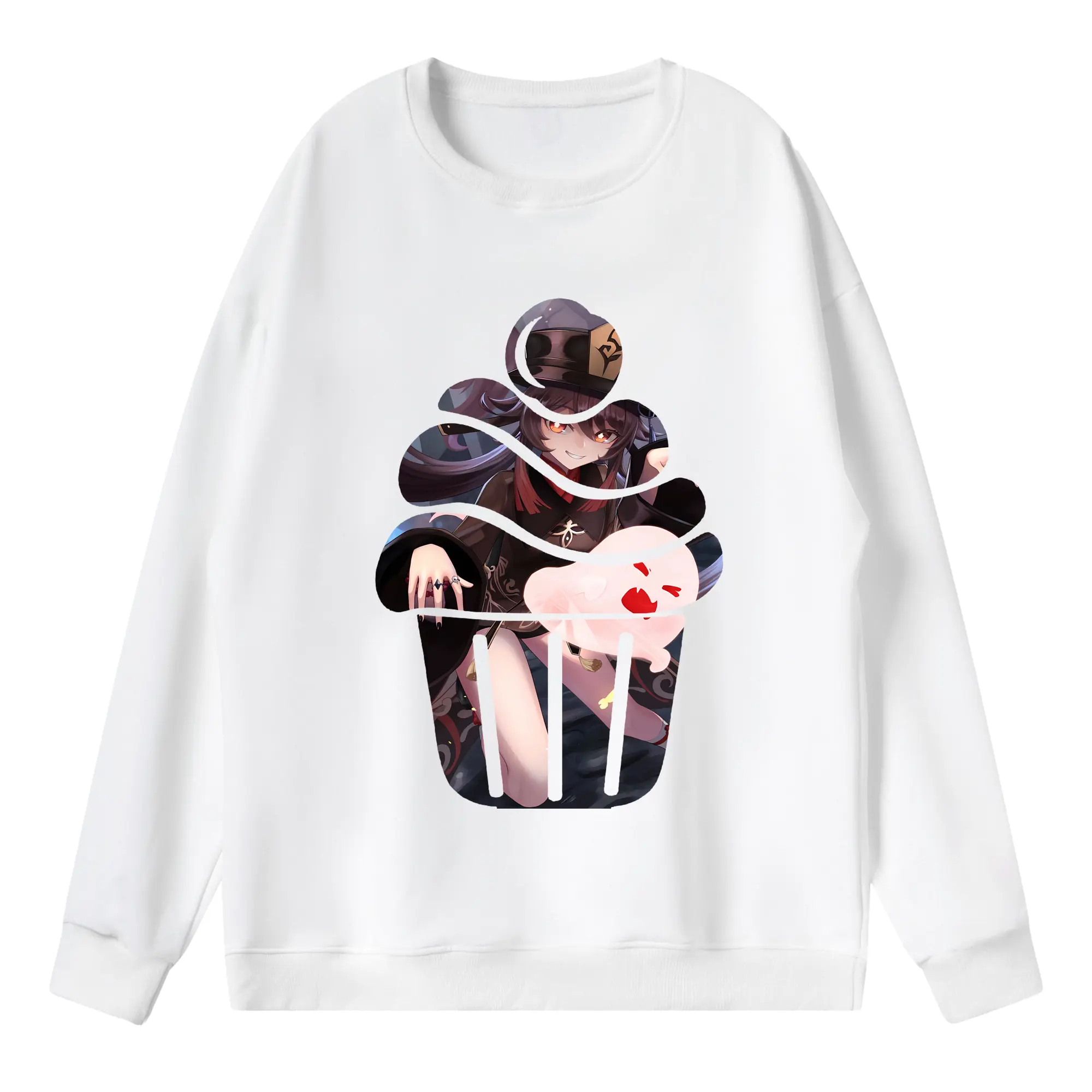 原 神 グッズ フータオ - 薄手 クルーネック スウェット 裏毛260g · ポリエステル 春秋向け カジュアル 男女兼用 · トレーナー デイリー スポーツ 散歩に最適