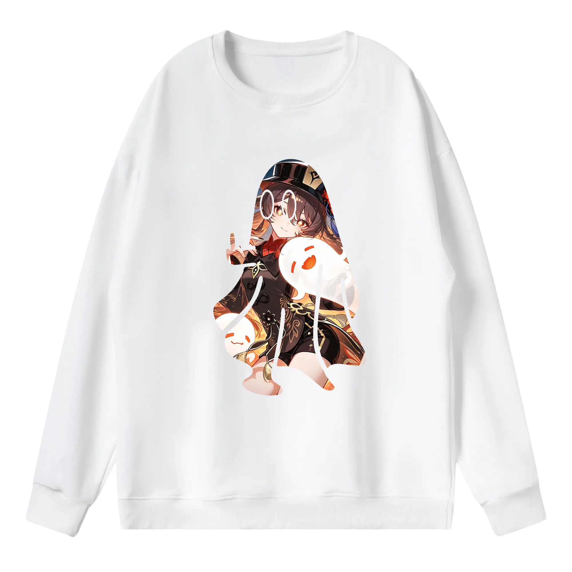 原 神 グッズ フータオ - 薄手 クルーネック スウェット 裏毛260g · ポリエステル 春秋向け カジュアル 男女兼用 · トレーナー デイリー スポーツ 散歩に最適