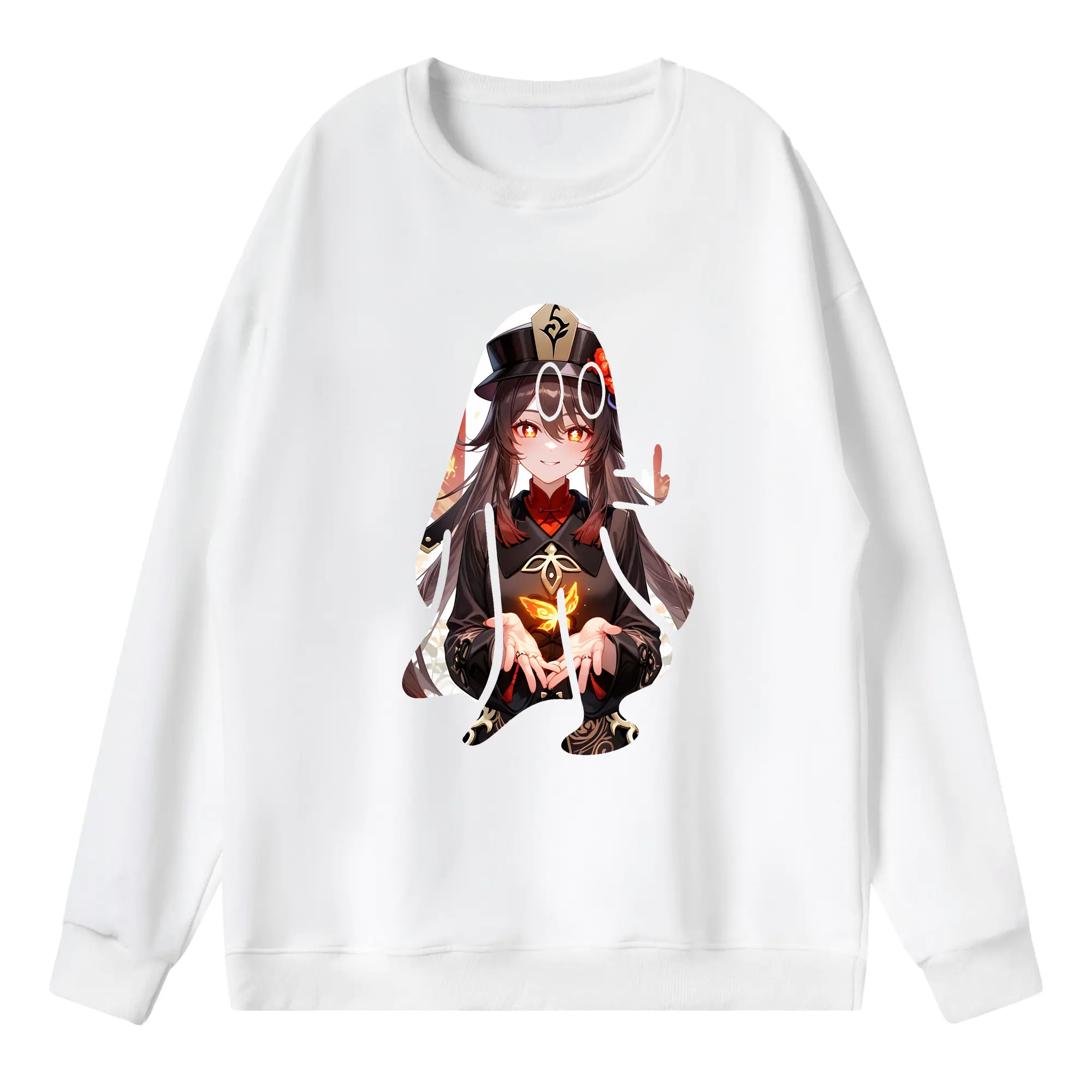 原 神 グッズ フータオ - 薄手 クルーネック スウェット 裏毛260g · ポリエステル 春秋向け カジュアル 男女兼用 · トレーナー デイリー スポーツ 散歩に最適