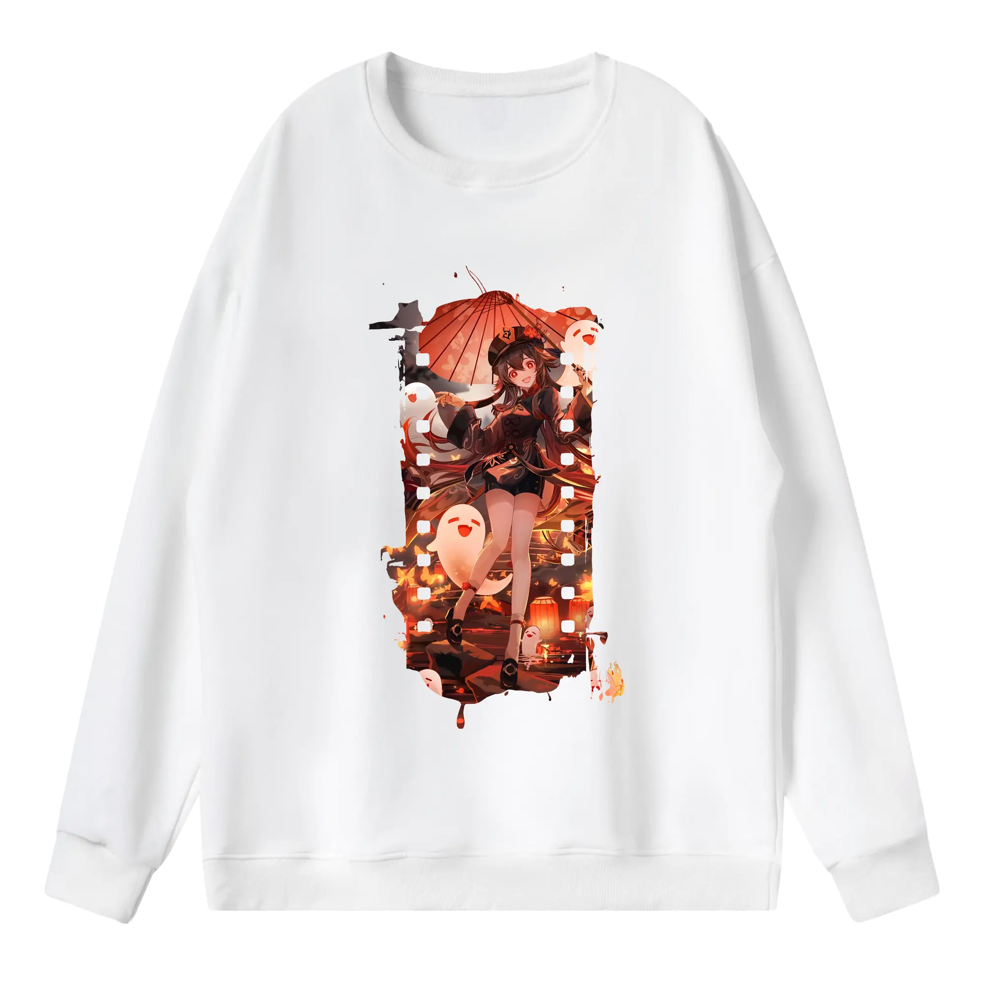 原 神 グッズ フータオ - 薄手 クルーネック スウェット 裏毛260g · ポリエステル 春秋向け カジュアル 男女兼用 · トレーナー デイリー スポーツ 散歩に最適