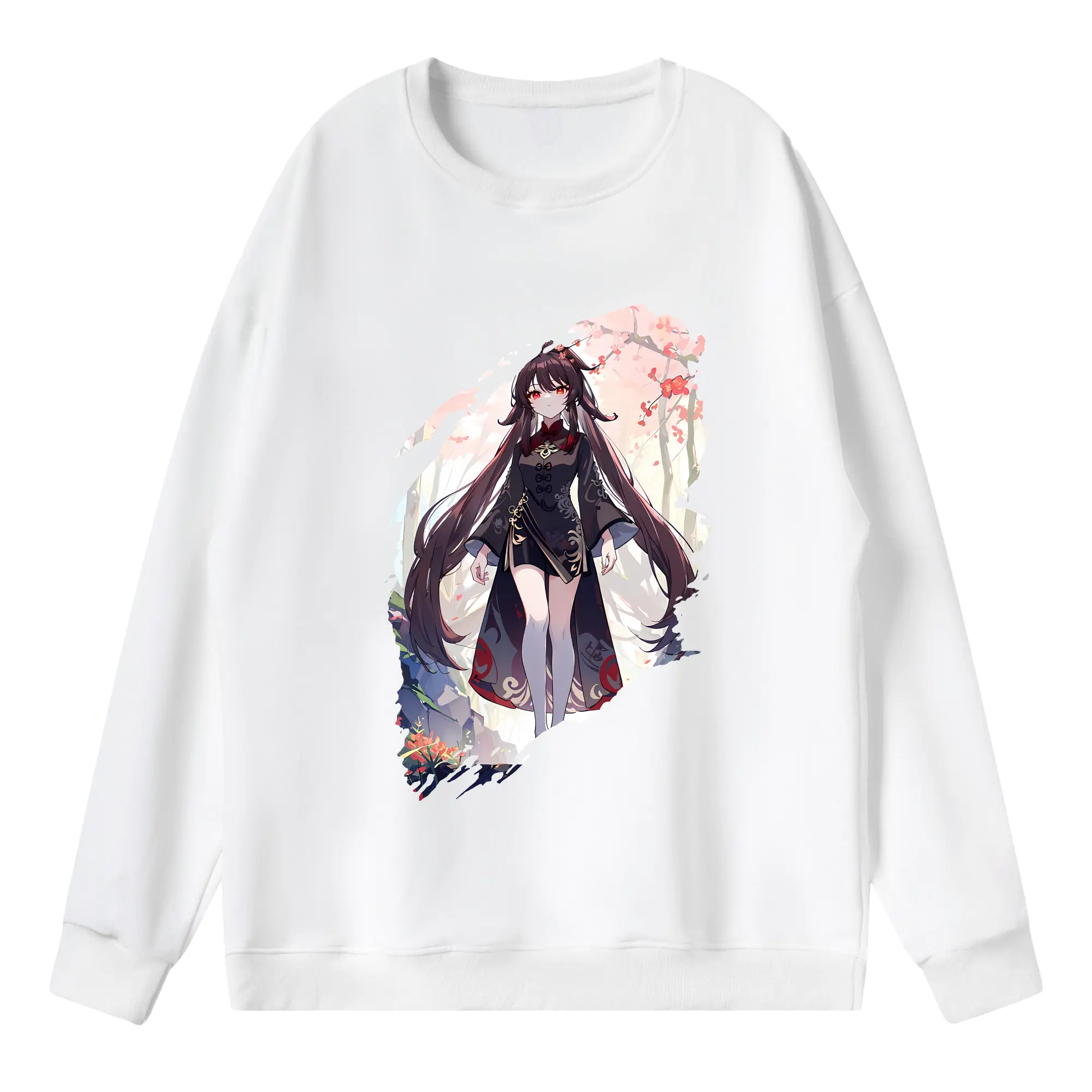 原 神 グッズ フータオ - 薄手 クルーネック スウェット 裏毛260g · ポリエステル 春秋向け カジュアル 男女兼用 · トレーナー デイリー スポーツ 散歩に最適