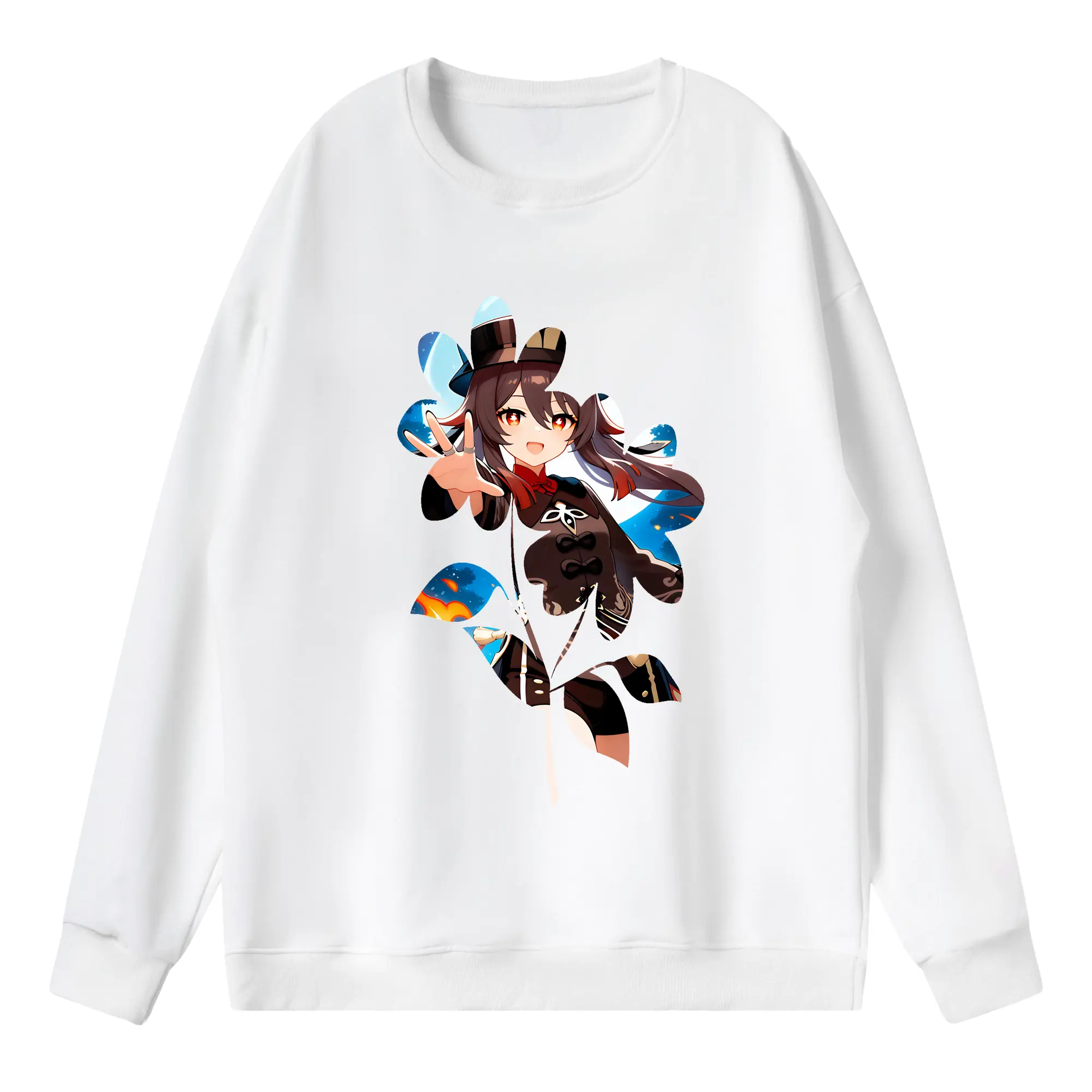 原 神 グッズ フータオ - 薄手 クルーネック スウェット 裏毛260g · ポリエステル 春秋向け カジュアル 男女兼用 · トレーナー デイリー スポーツ 散歩に最適