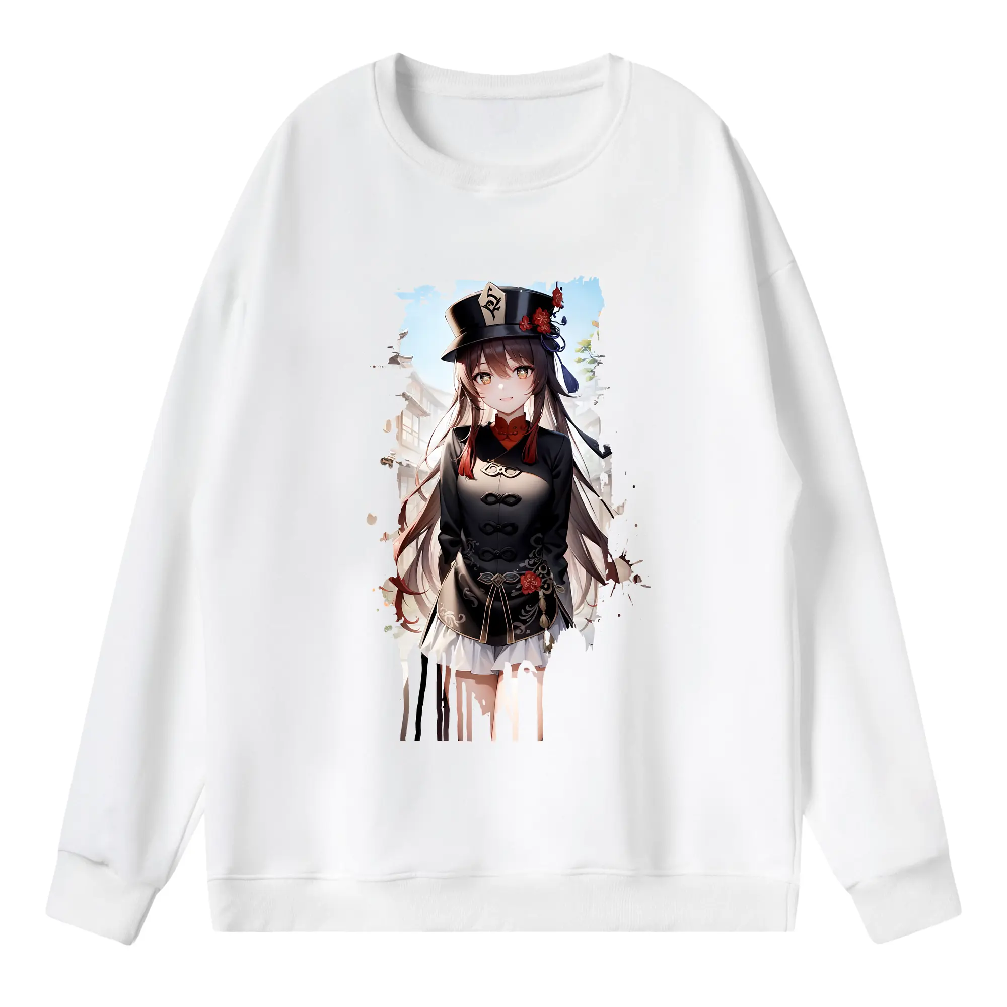 原 神 グッズ フータオ - 薄手 クルーネック スウェット 裏毛260g · ポリエステル 春秋向け カジュアル 男女兼用 · トレーナー デイリー スポーツ 散歩に最適