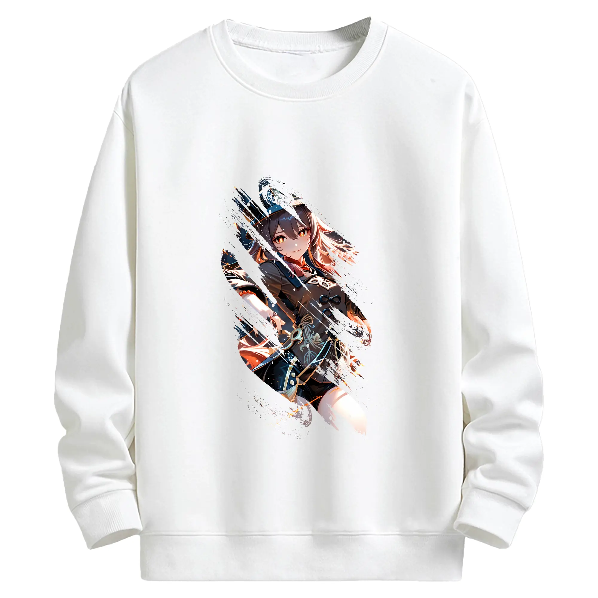 原 神 グッズ フータオ - キッズ クルーネックスウェットシャツ ・ フロントプリント ・ 綿80％ ポリエステル20％ ・ 快適 通学 スポーツ 日常使い お散歩用