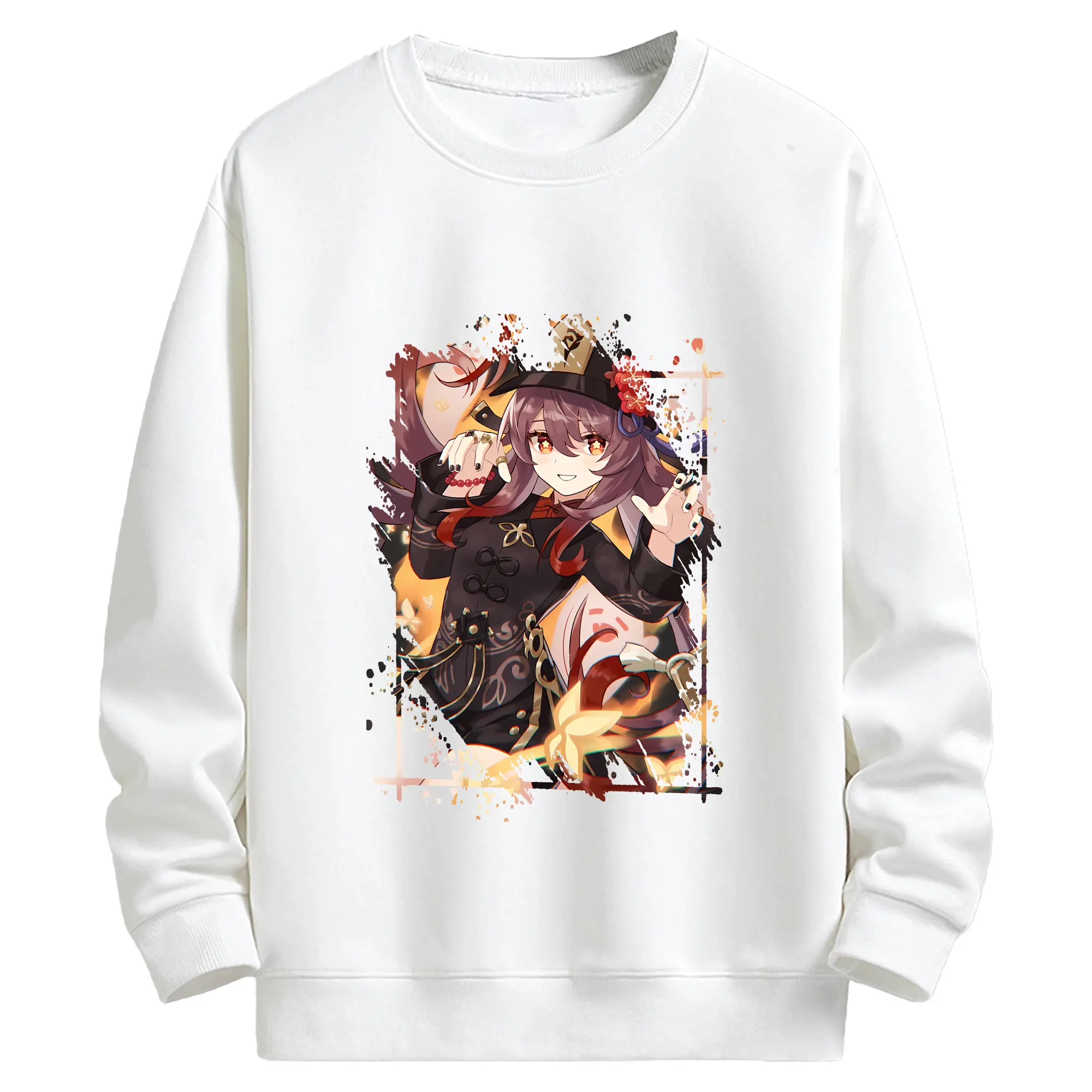 原 神 グッズ フータオ - キッズ クルーネックスウェットシャツ ・ フロントプリント ・ 綿80％ ポリエステル20％ ・ 快適 通学 スポーツ 日常使い お散歩用