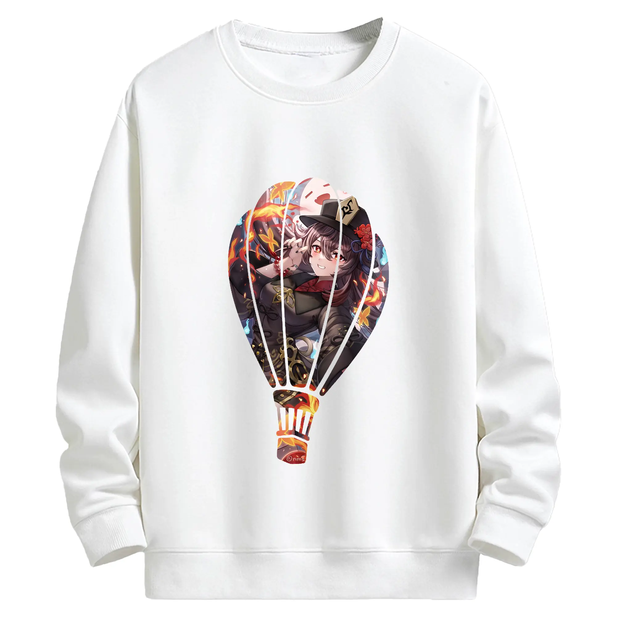 原 神 グッズ フータオ - キッズ クルーネックスウェットシャツ ・ フロントプリント ・ 綿80％ ポリエステル20％ ・ 快適 通学 スポーツ 日常使い お散歩用