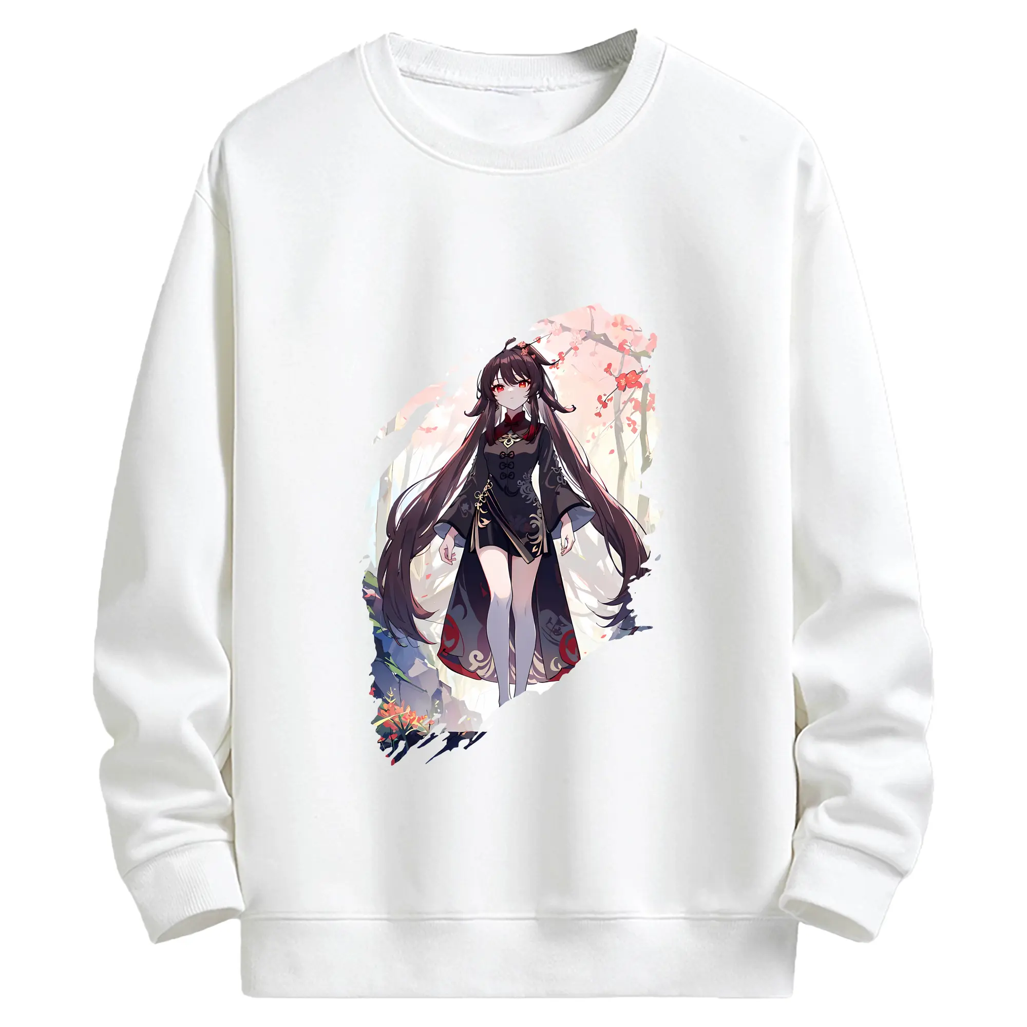 原 神 グッズ フータオ - キッズ クルーネックスウェットシャツ ・ フロントプリント ・ 綿80％ ポリエステル20％ ・ 快適 通学 スポーツ 日常使い お散歩用