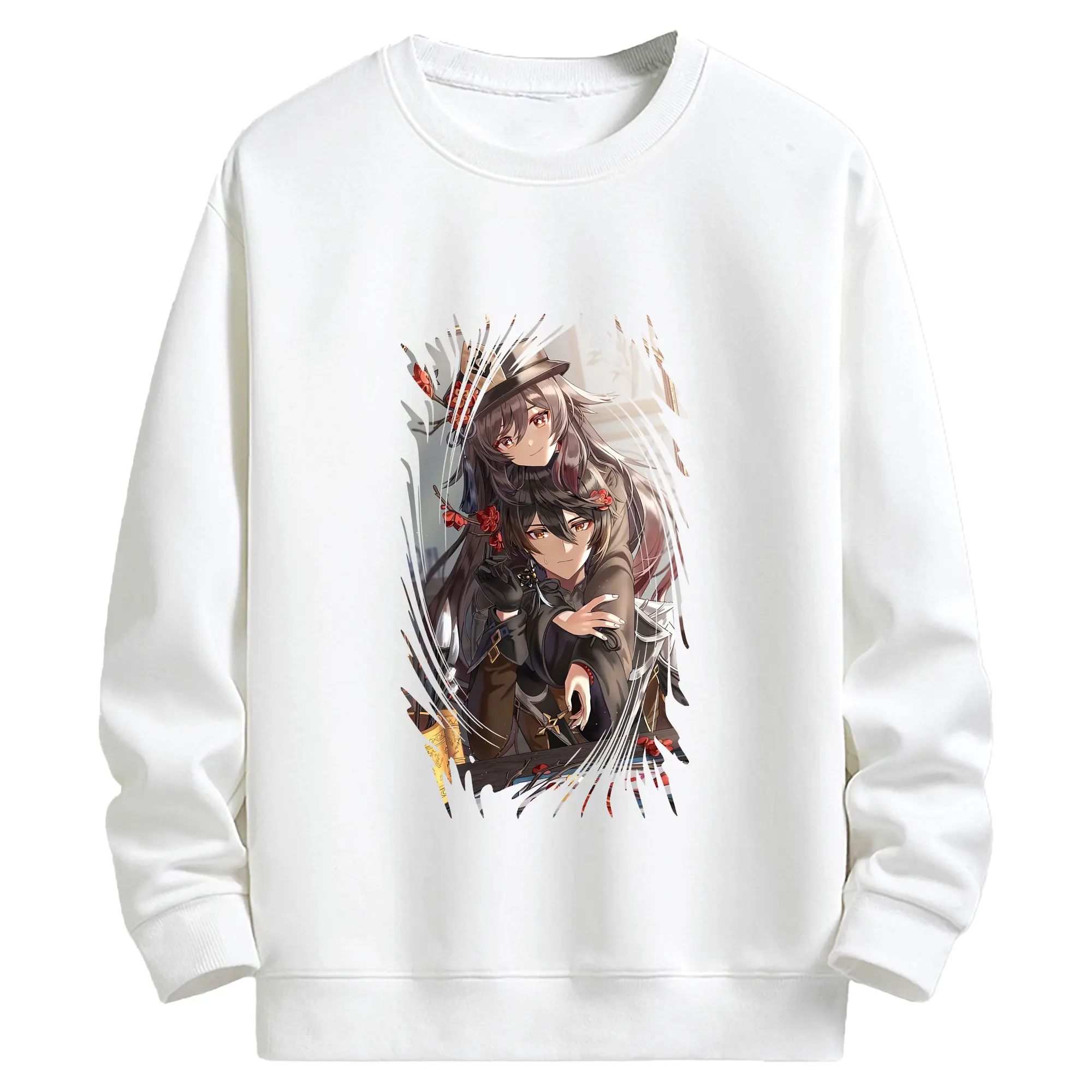 原 神 グッズ フータオ - キッズ クルーネックスウェットシャツ ・ フロントプリント ・ 綿80％ ポリエステル20％ ・ 快適 通学 スポーツ 日常使い お散歩用