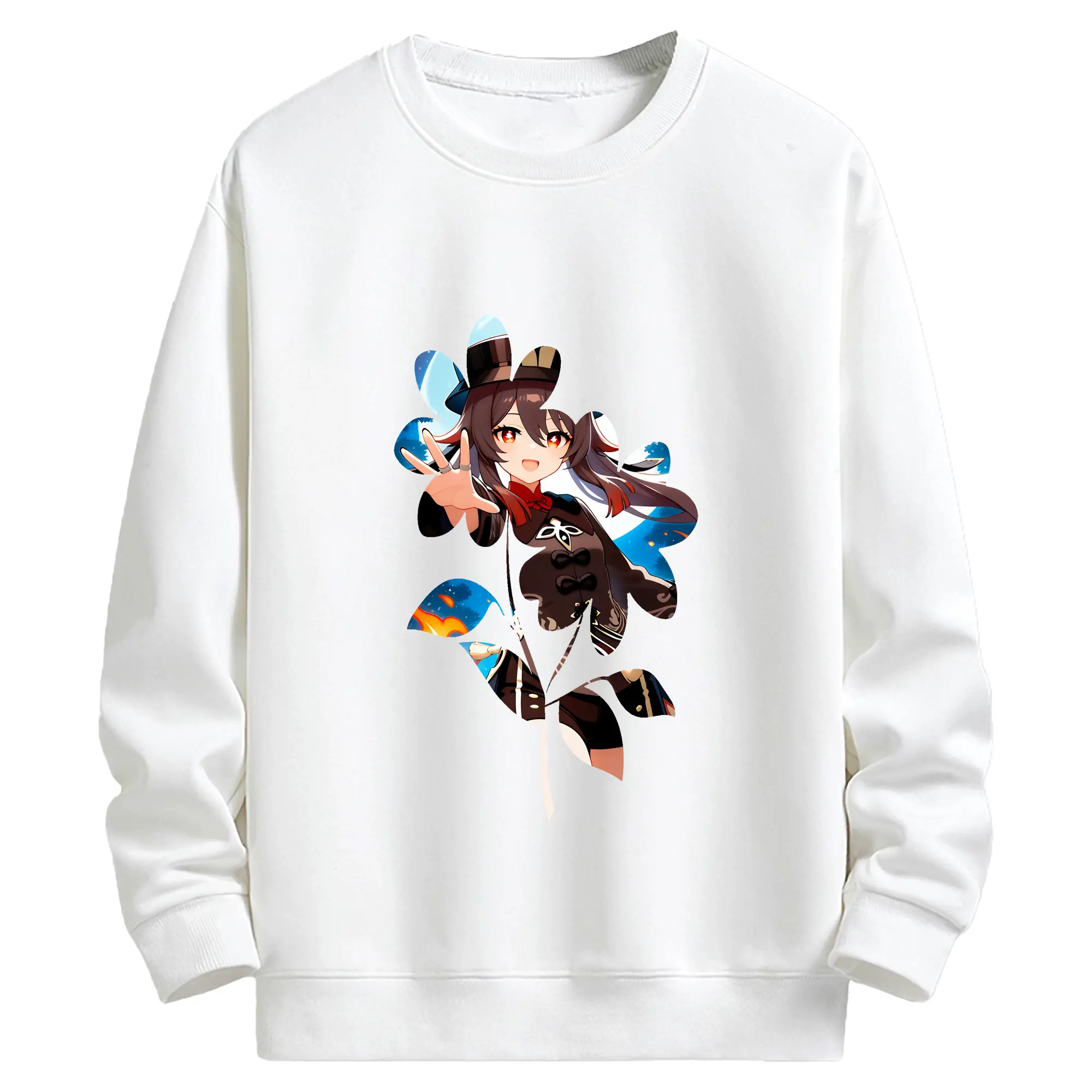 原 神 グッズ フータオ - キッズ クルーネックスウェットシャツ ・ フロントプリント ・ 綿80％ ポリエステル20％ ・ 快適 通学 スポーツ 日常使い お散歩用