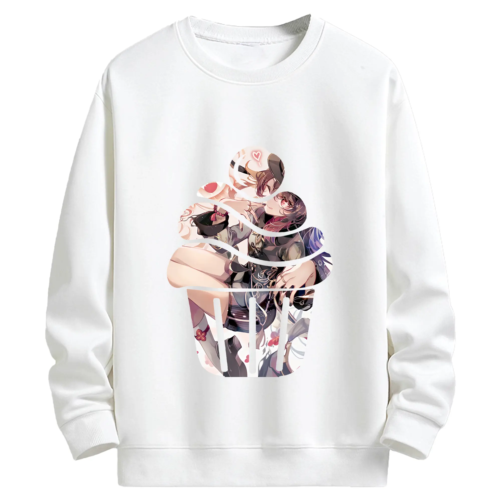 原 神 グッズ フータオ - キッズ クルーネックスウェットシャツ ・ フロントプリント ・ 綿80％ ポリエステル20％ ・ 快適 通学 スポーツ 日常使い お散歩用