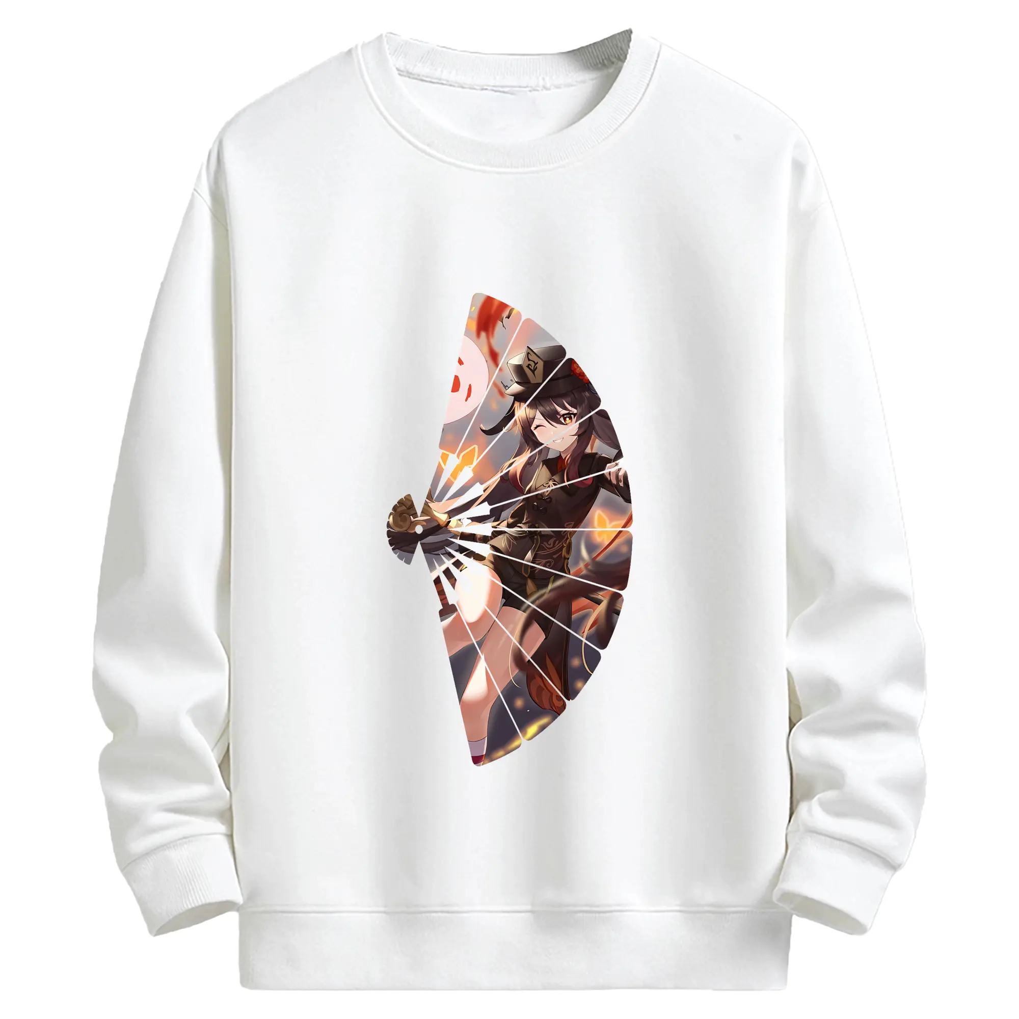 原 神 グッズ フータオ - キッズ クルーネックスウェットシャツ ・ フロントプリント ・ 綿80％ ポリエステル20％ ・ 快適 通学 スポーツ 日常使い お散歩用