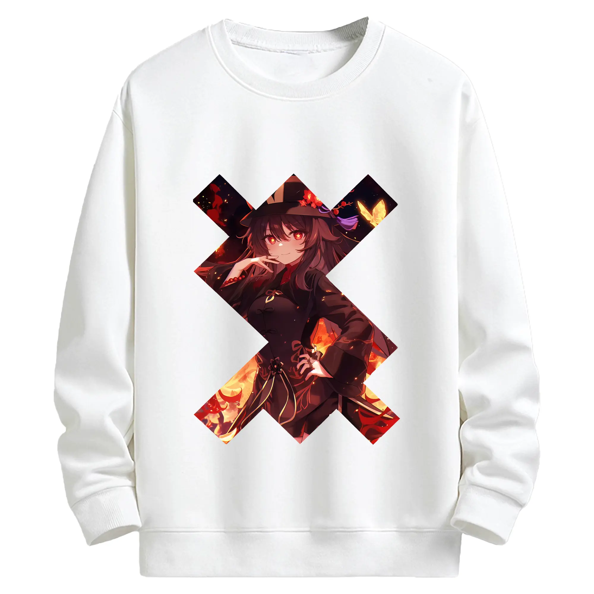 原 神 グッズ フータオ - キッズ クルーネックスウェットシャツ ・ フロントプリント ・ 綿80％ ポリエステル20％ ・ 快適 通学 スポーツ 日常使い お散歩用